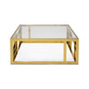 Modrest Stephen Modern Glass & Gold Stainless Steel Square Coffee TableModel VGHB-341E-GLD