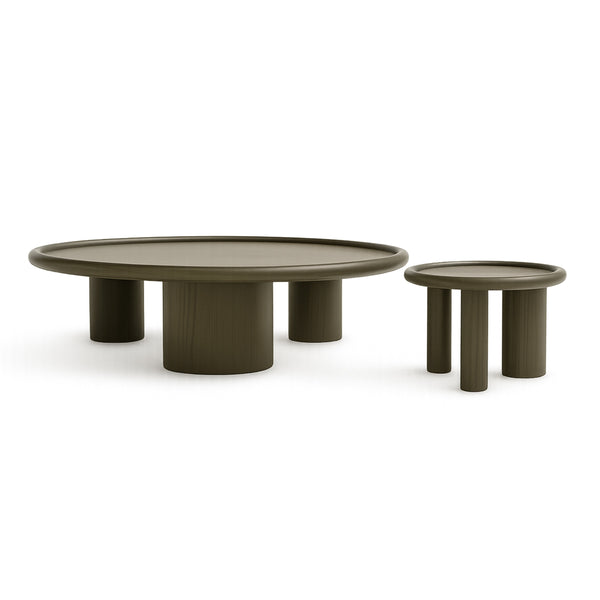 Strauss Contemporary Brown Ash Round Nesting Table Set