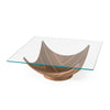 Modrest Sunrise Contemporary Glass & Walnut Square Coffee Table Model VGRY-RY-SE07-WS