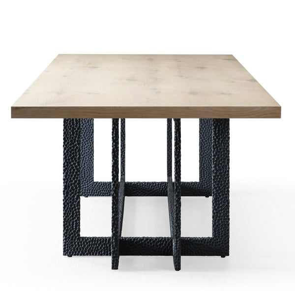 T8963 Sample Natural Oak + Black Metal Dining Table