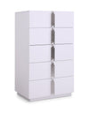 Modrest Token Modern Glossy White & Stainless Steel Chest Model VGVCJ815-5H-WHT-3-3