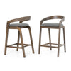 Modrest Vougler Modern Grey Fabric & Wenge Counter Chair (Set Of 2) Model VGMA-MI1204-GRYWNG