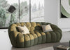 Yolonda Modern Curved Green Fabric Loveseat