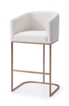 Modrest Yukon Modern White Fabric & Brushed Bronze Bar Chair Model VGVCB8362-WHT-BS
