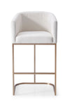 Modrest Yukon Modern White Fabric & Brushed Bronze Bar Chair Model VGVCB8362-WHT-BS