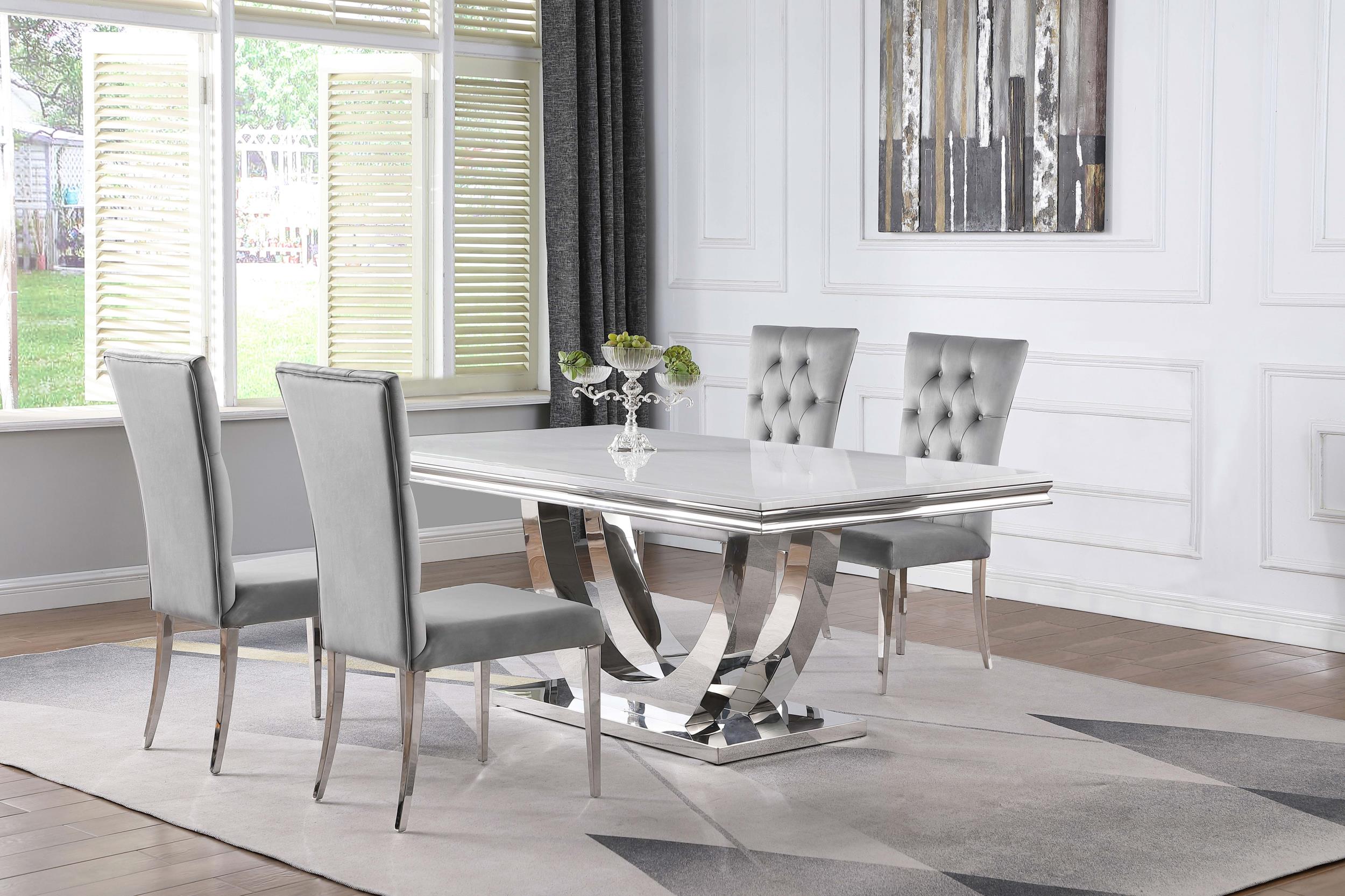 Coaster Kerwin Contemporary White Marble Dining Table Model 111101-S5G