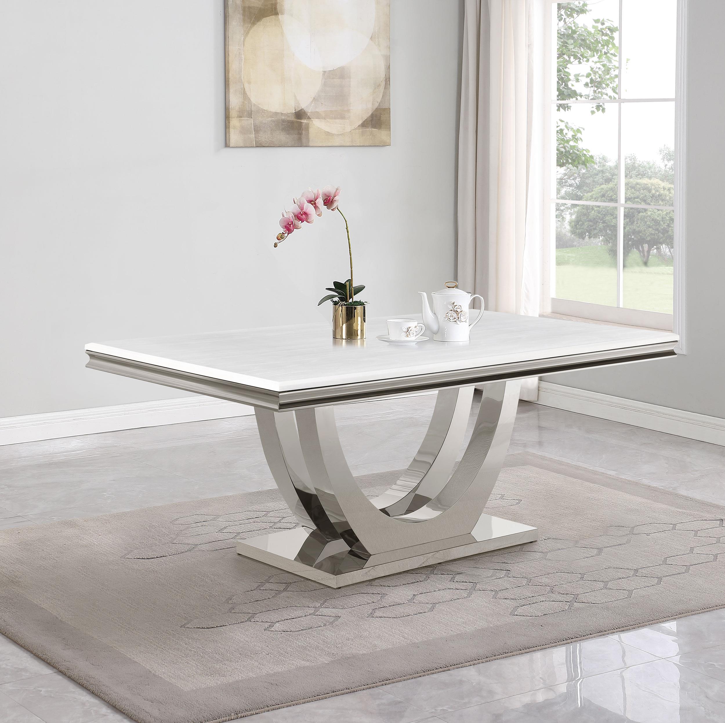 Coaster Kerwin Contemporary White Marble Dining Table Model 111101