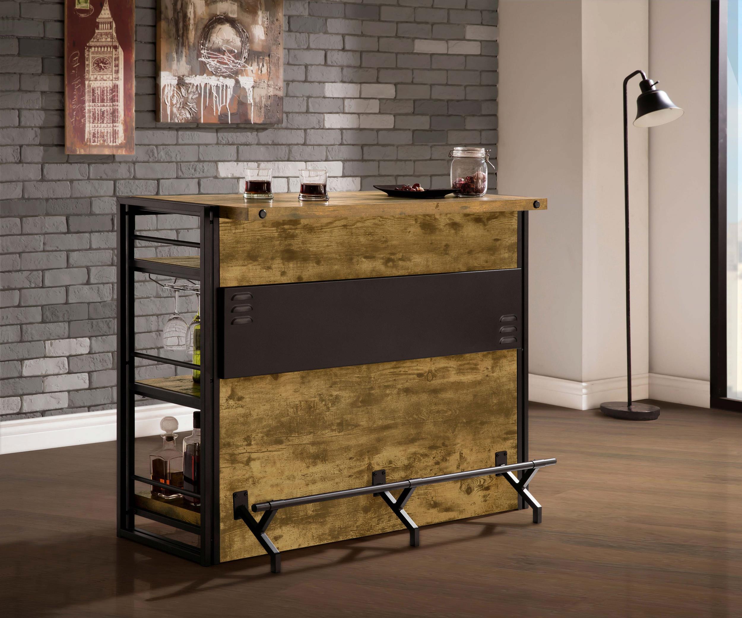 Coaster Renaldi Farmhouse Rustic Nutmeg Home Bar Model 130071