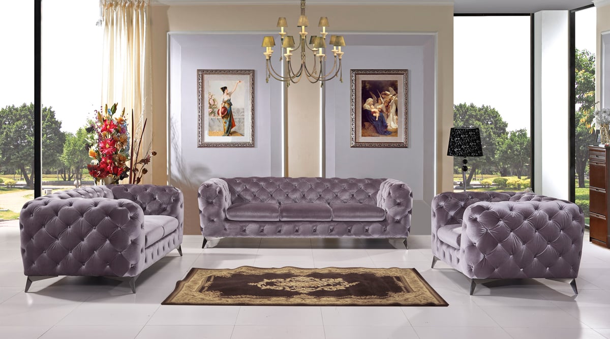 LA Furniture Delilah Modern Grey Fabric Sofa Set VGCA1546-GRY Contemporary Style by Vig Furnitrue Number 73472 Catch Home Goods