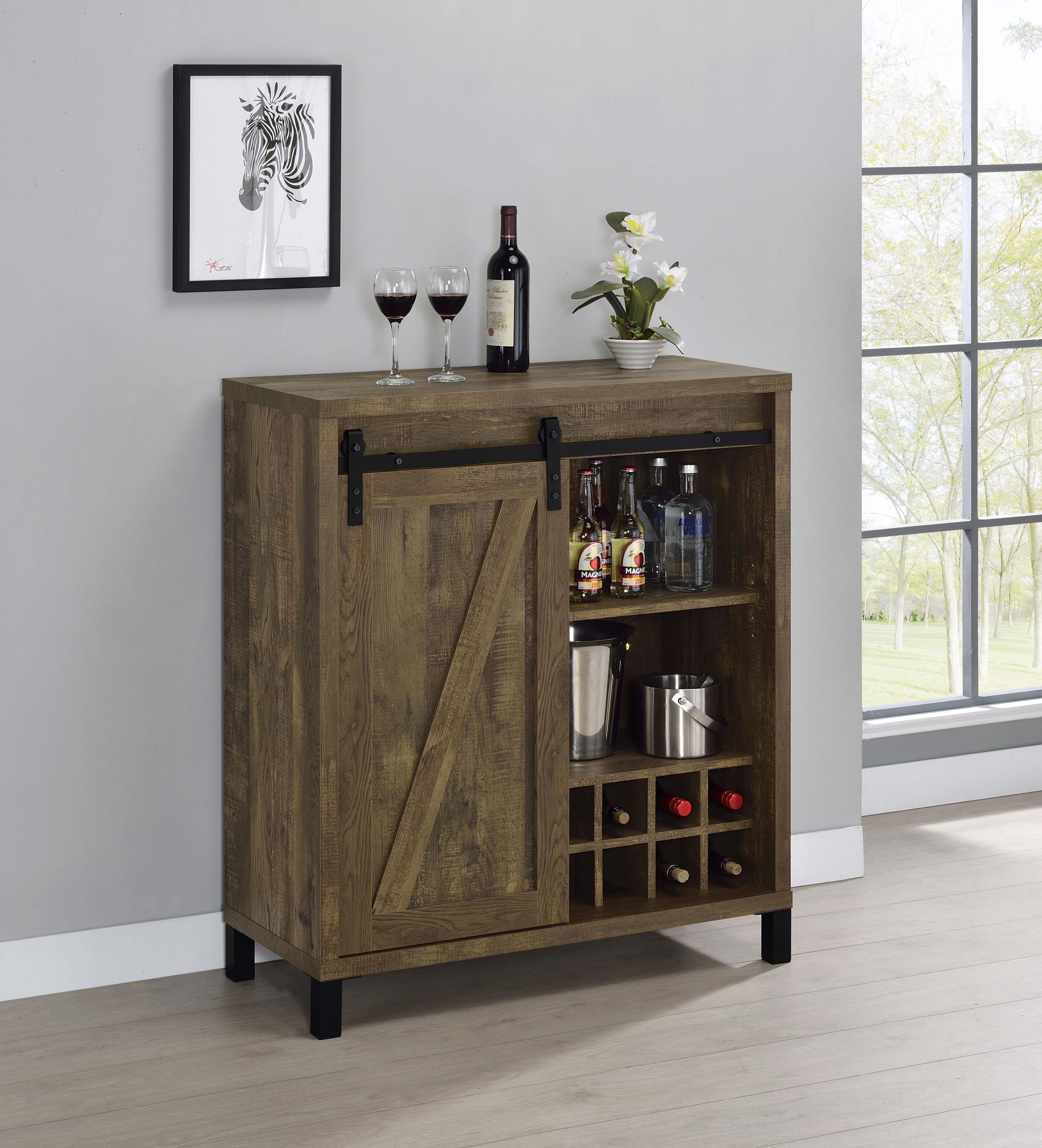 Coaster Arlington Farmhouse Rustic Oak Bar Cabinet Model 182852