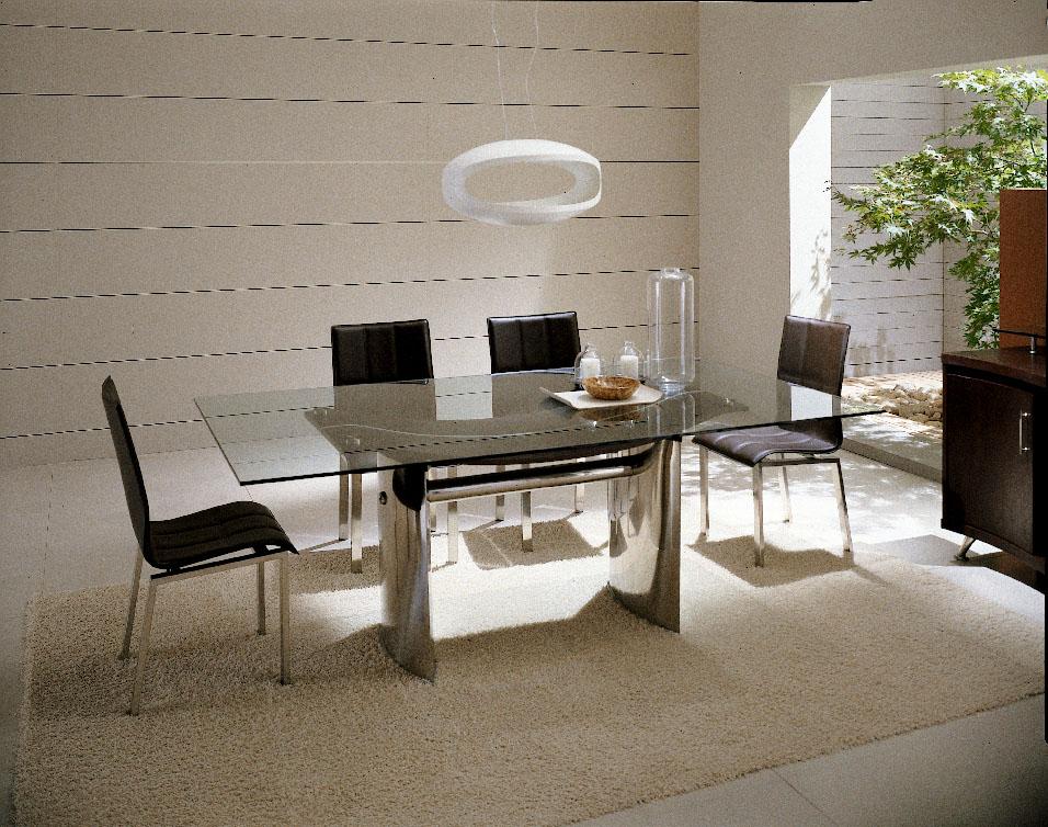 LA Furniture Waves Collection Modern Glass with Chrome Stainless Steel Dining Table VGGUWAVES Contemporary Style by Vig Furnitrue Number 12278 Catch Home Goods