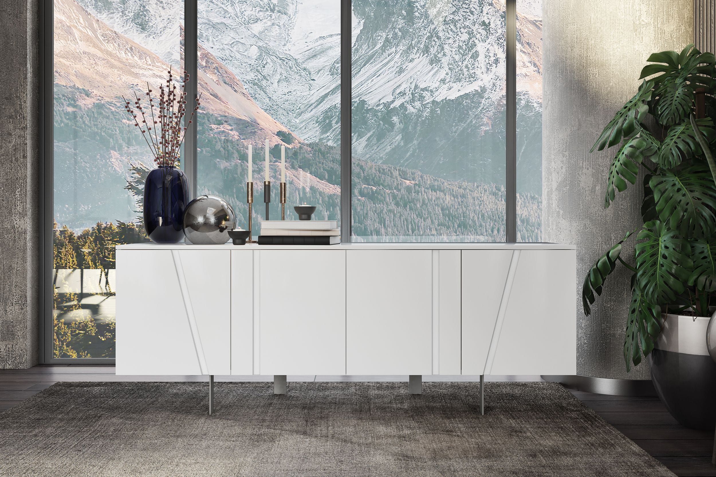 LA Furniture Mario Modern White Veneer Buffet VGBBMK1802SB-WHT-BUF Contemporary Style by Vig Furnitrue Number 77870 Catch Home Goods