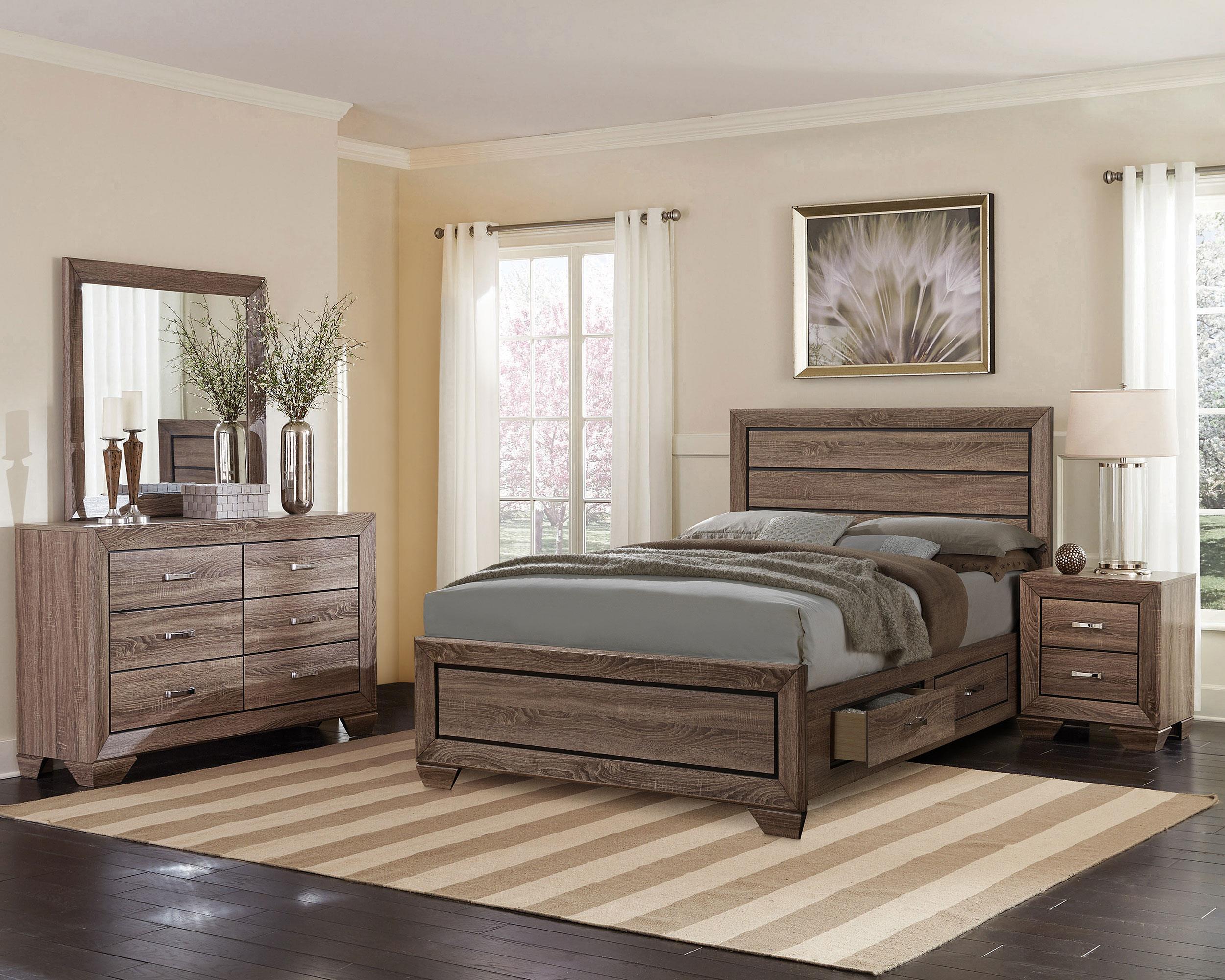 Coaster Kauffman Transitional Washed Taupe California King Storage Bed Model 204190Kw-S4