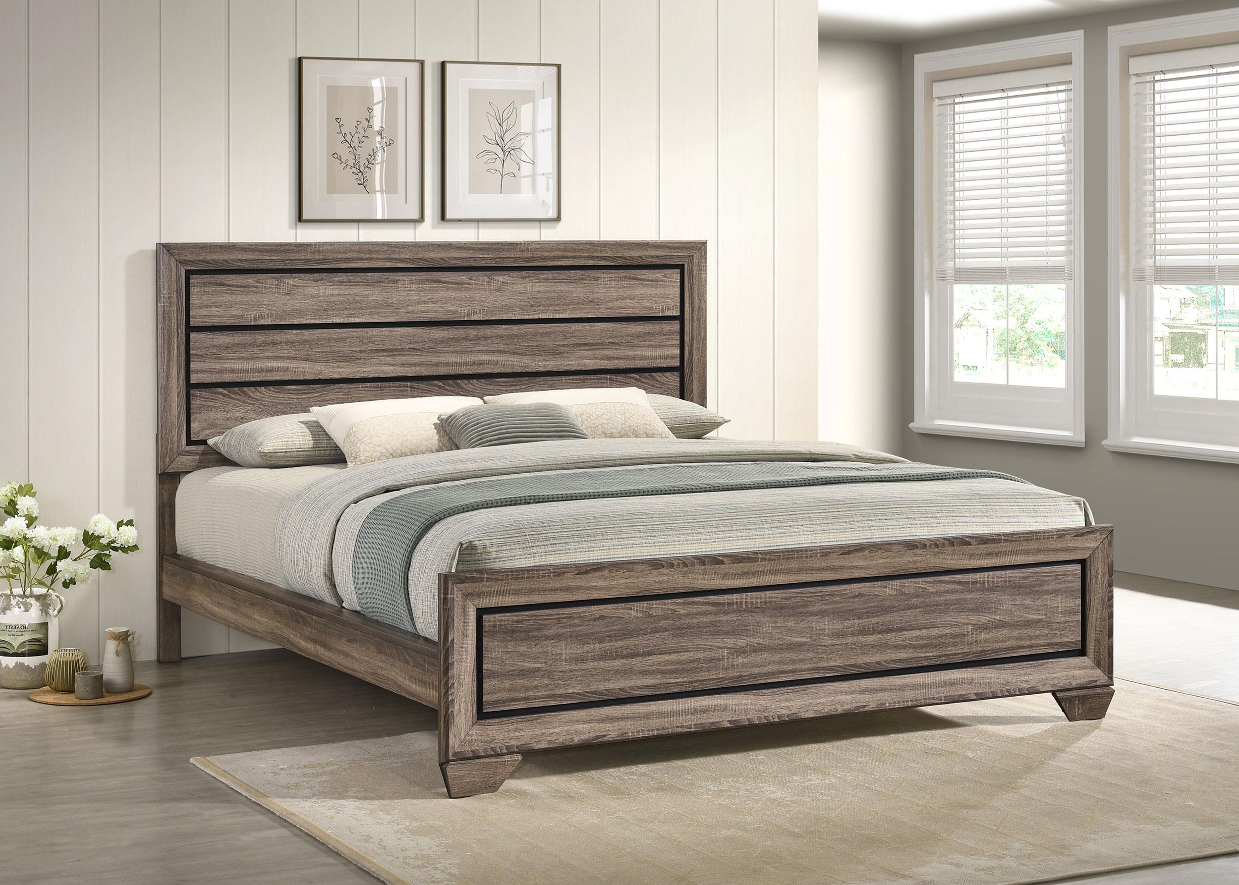 Coaster Kauffman Transitional Washed Taupe California King Bed Model 204191Kw