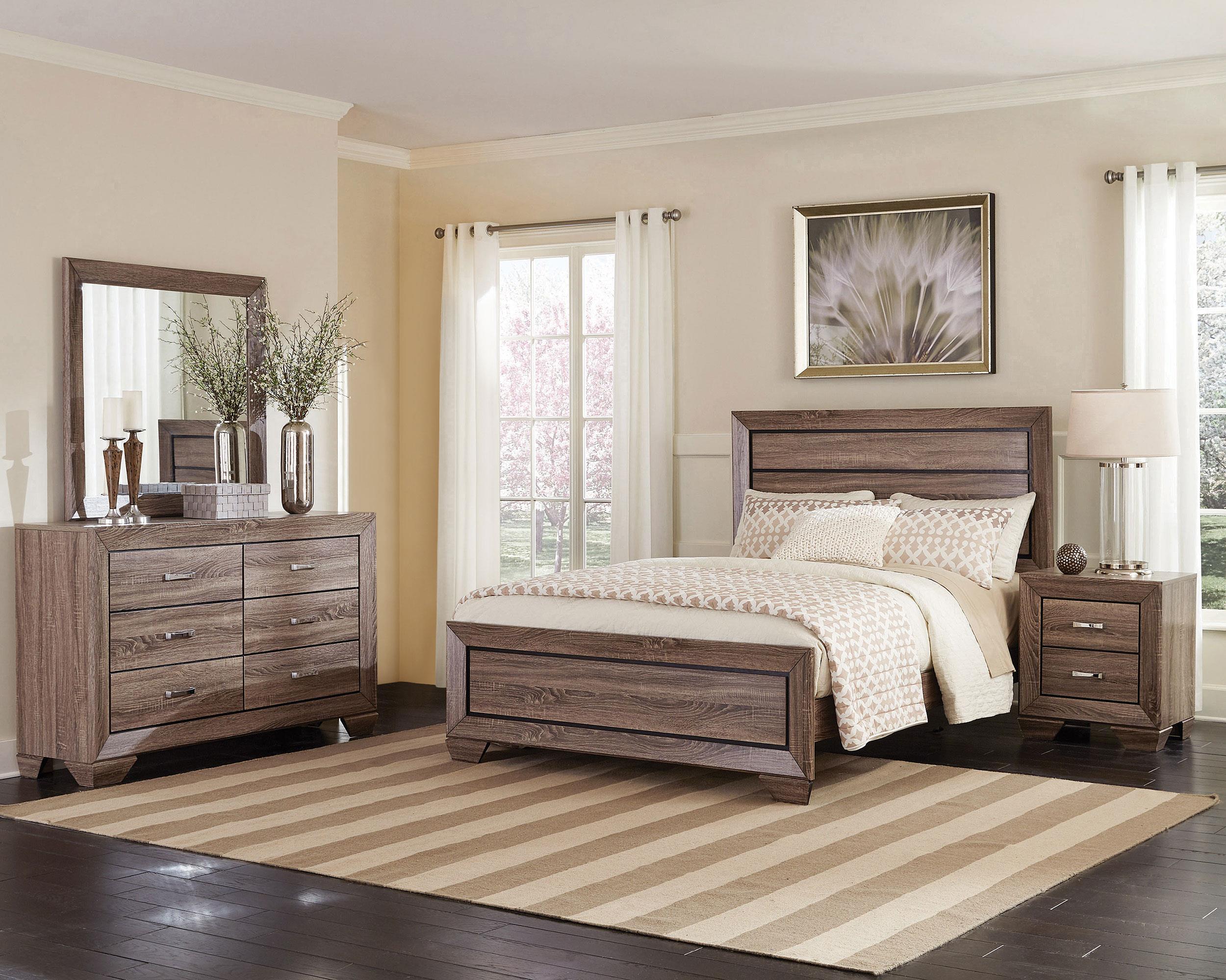 Coaster Kauffman Transitional Washed Taupe Queen Bed Model 204191Q-S4