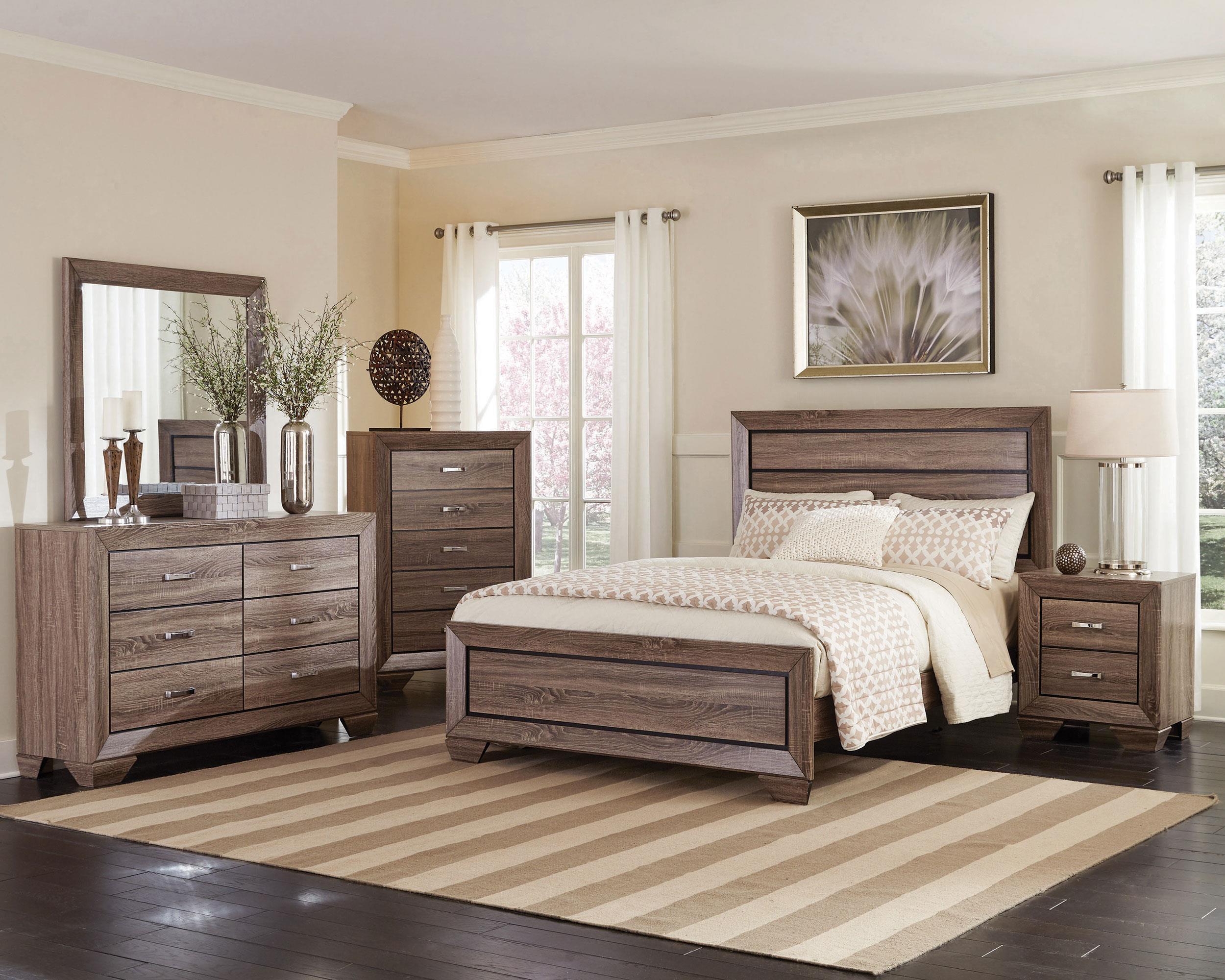 Coaster Kauffman Transitional Washed Taupe Queen Bed Model 204191Q-S5