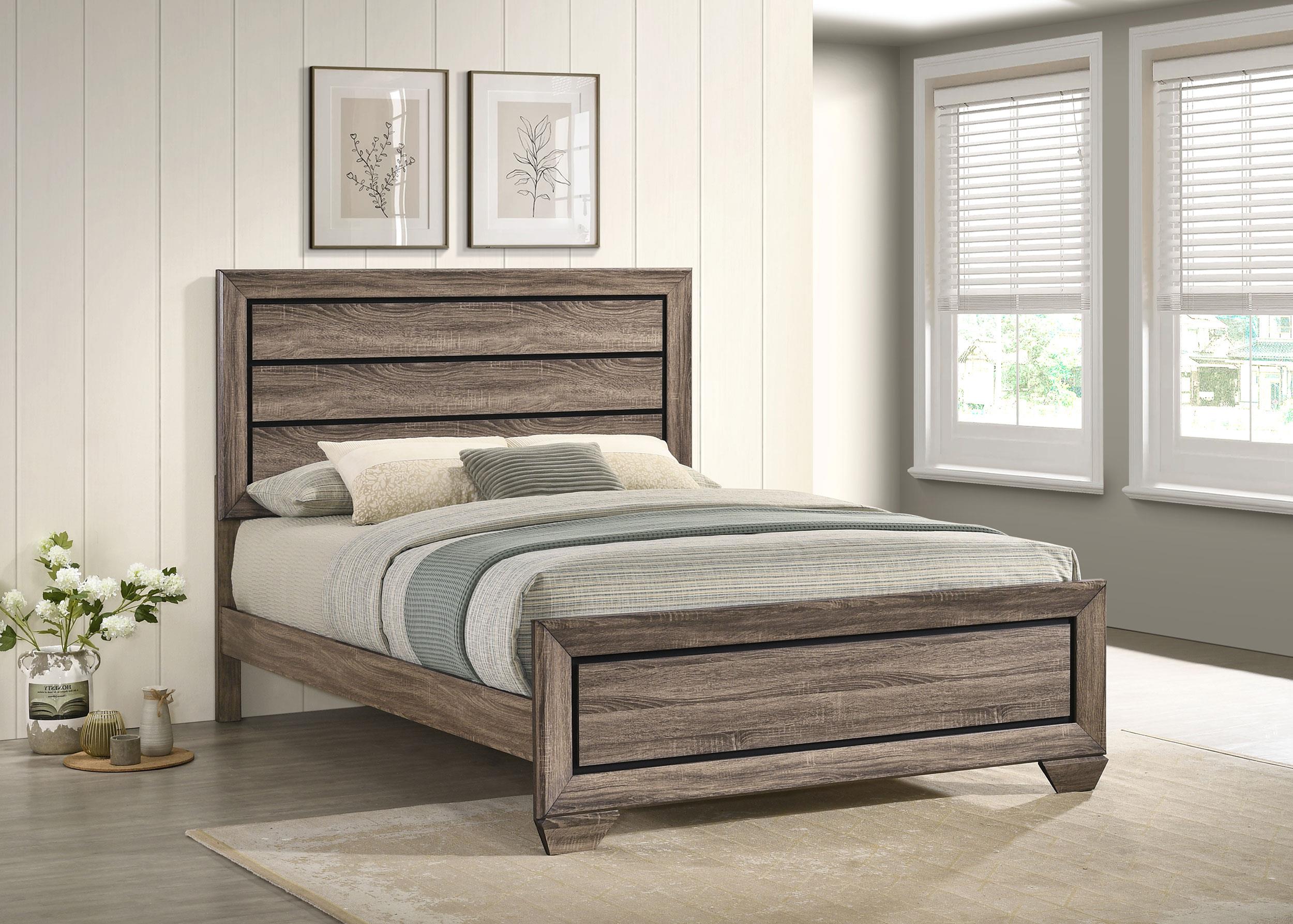 Coaster Kauffman Transitional Washed Taupe Queen Bed Model 204191Q