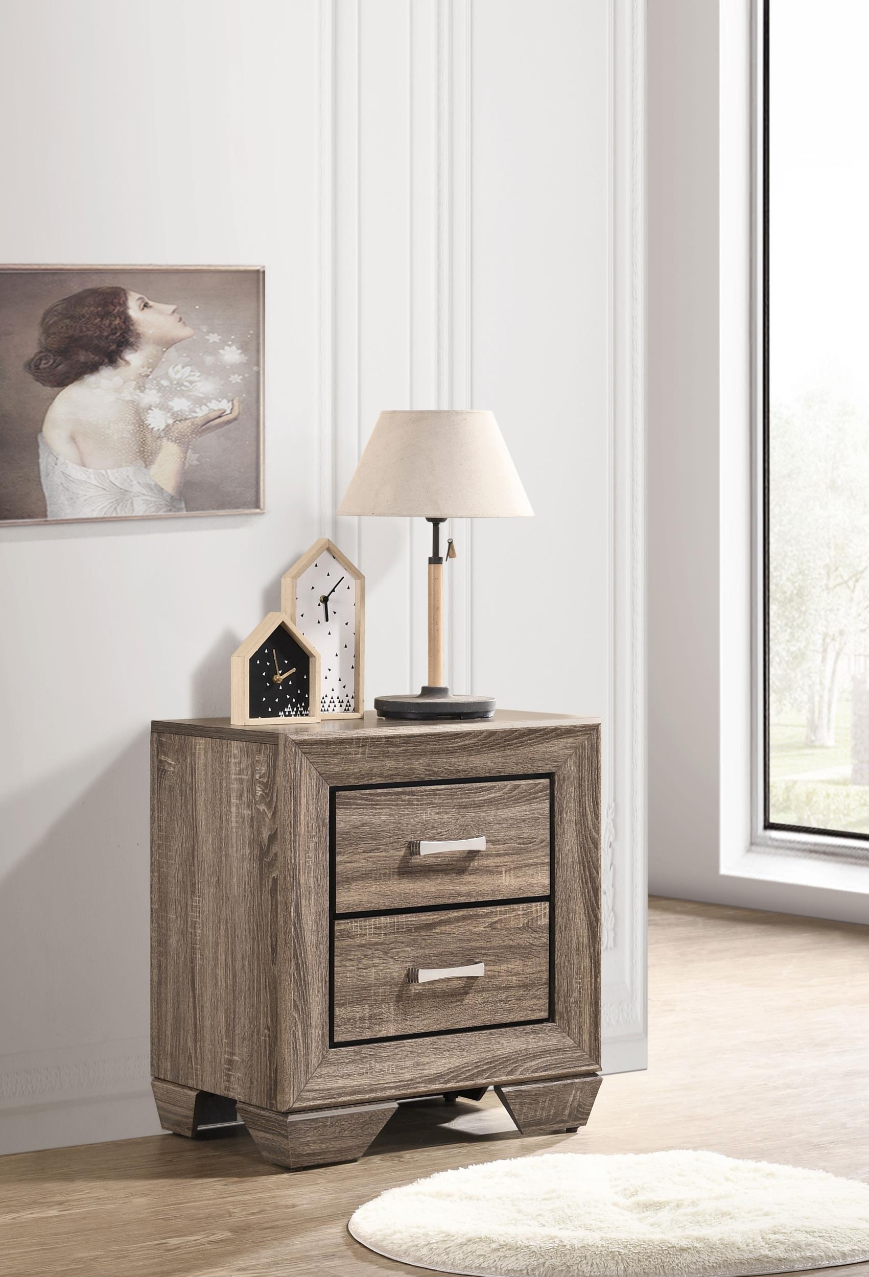 Coaster Kauffman Transitional Washed Taupe Nightstand Model 204192