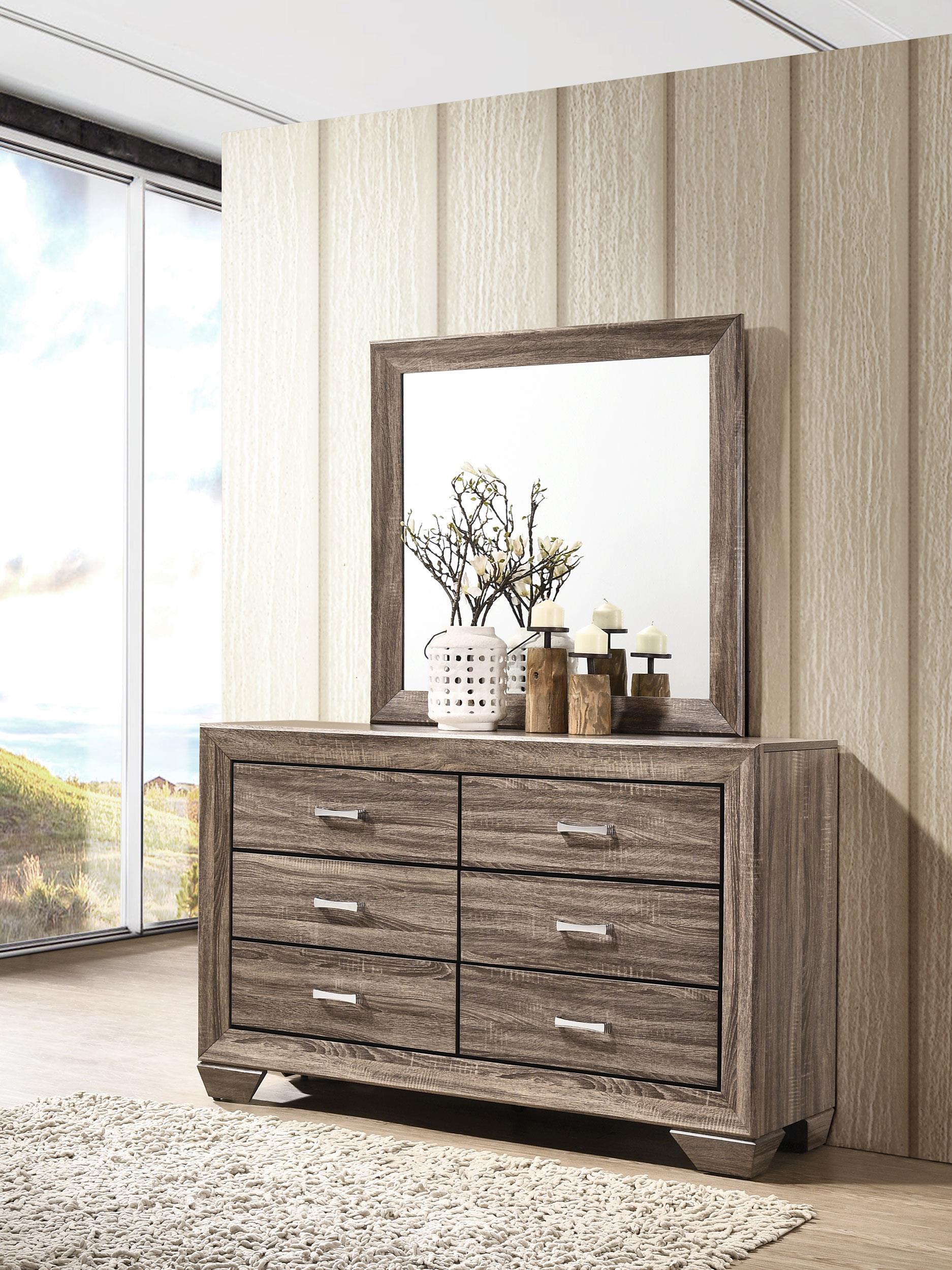 Coaster Kauffman Transitional Washed Taupe Dresser With Mirror Model 204193M