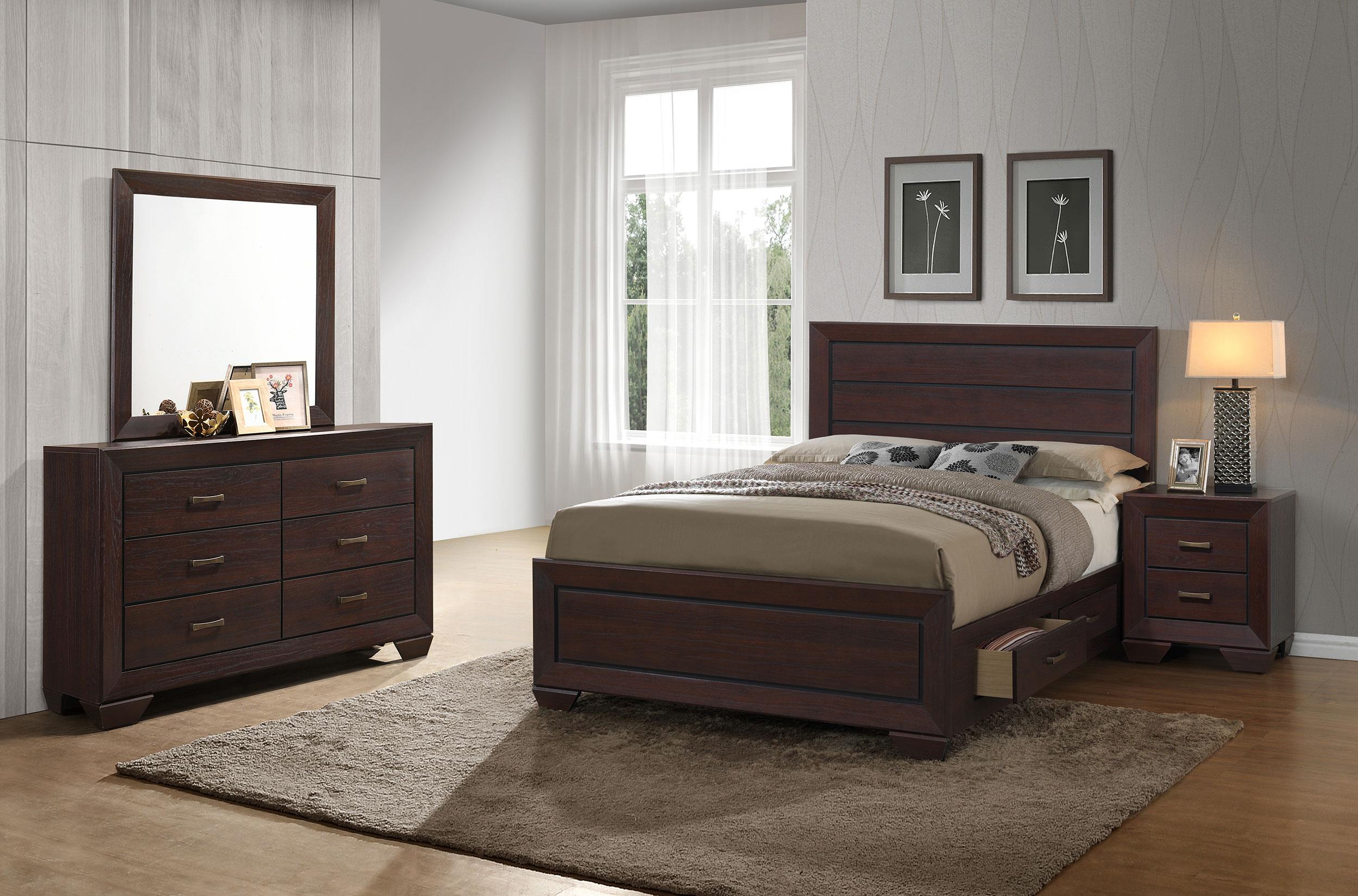 Coaster Kauffman Transitional Dark Cocoa Eastern King Storage Bed Model 204390Ke-S4