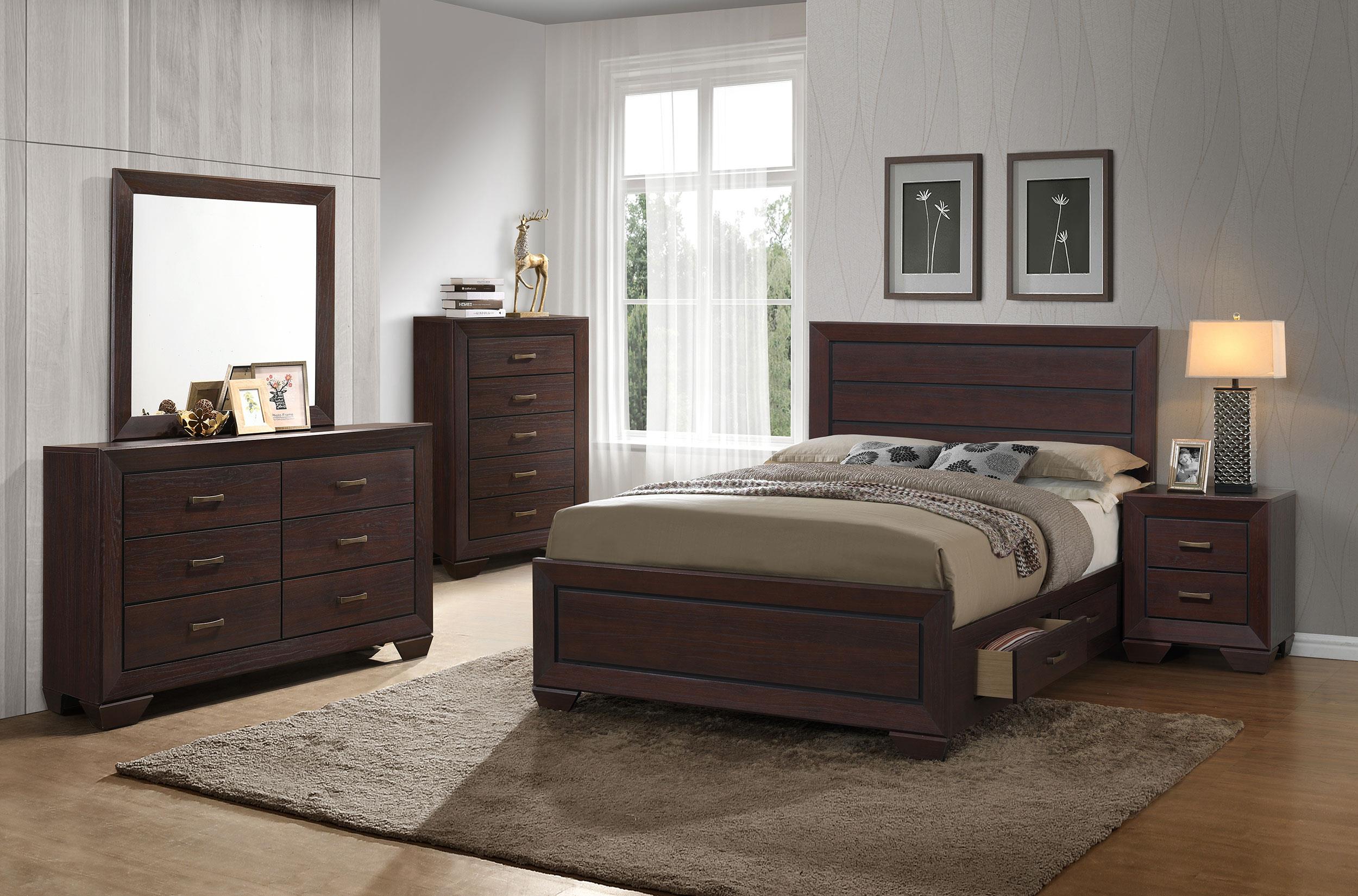 Coaster Kauffman Transitional Dark Cocoa California King Storage Bed Model 204390Kw-S5