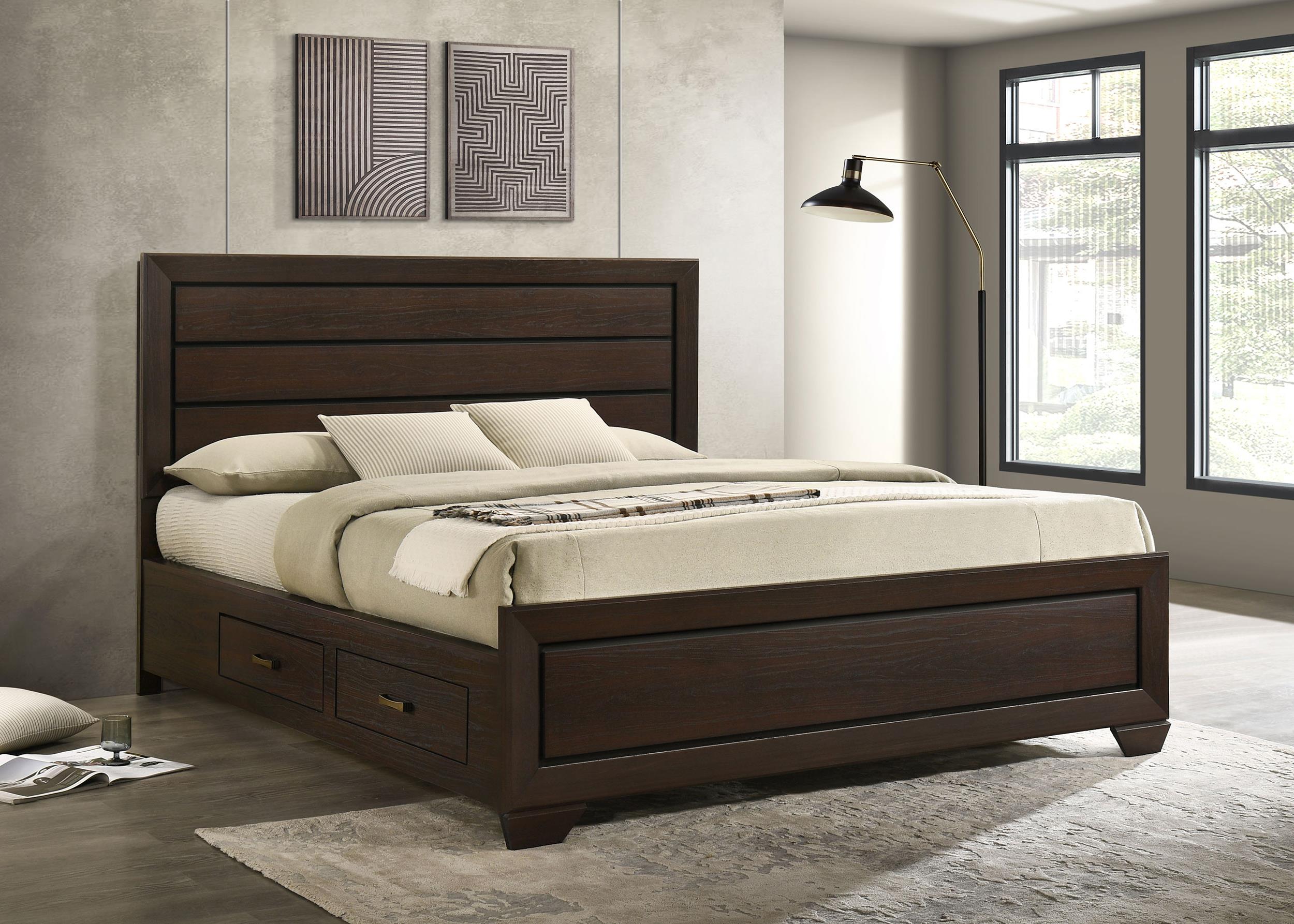 Coaster Kauffman Transitional Dark Cocoa California King Storage Bed Model 204390Kw