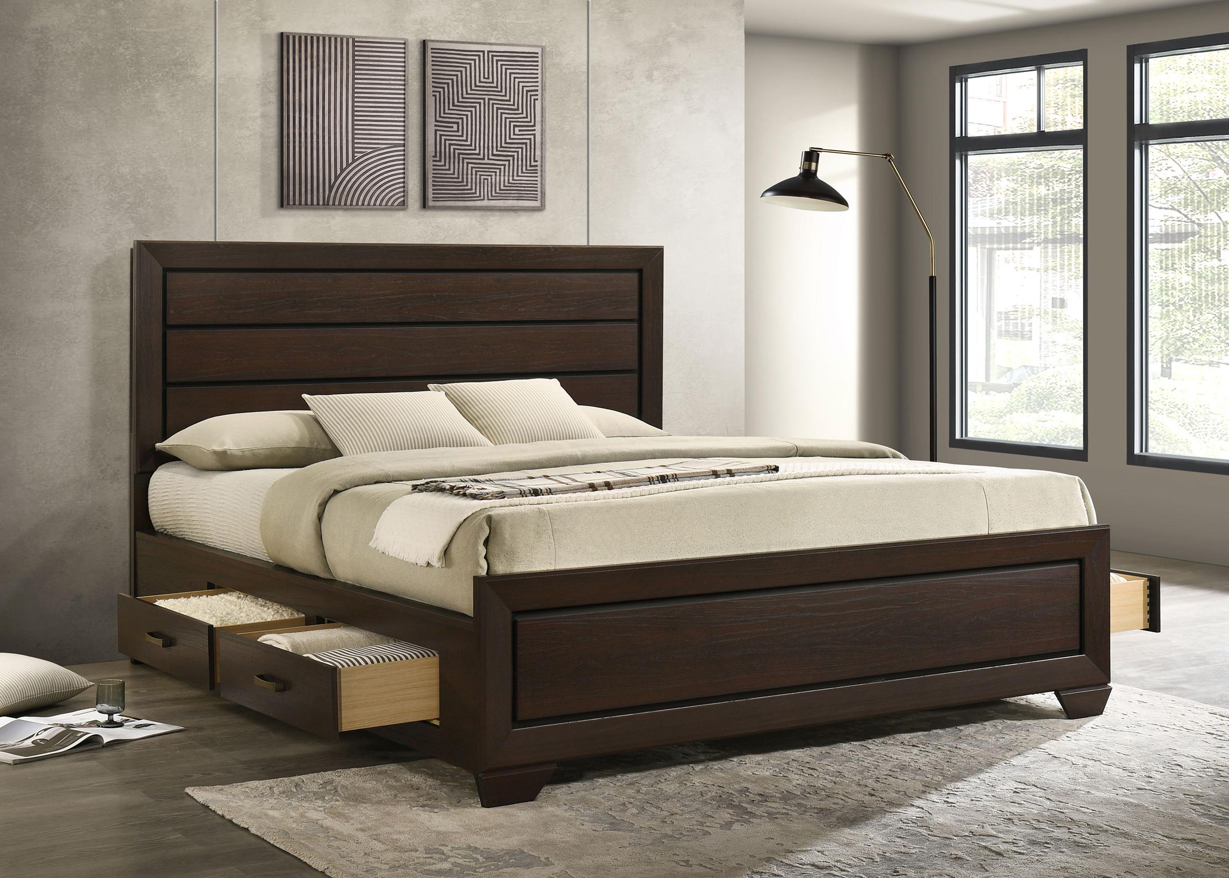 Coaster Kauffman Transitional Dark Cocoa California King Storage Bed Model 204390Kw