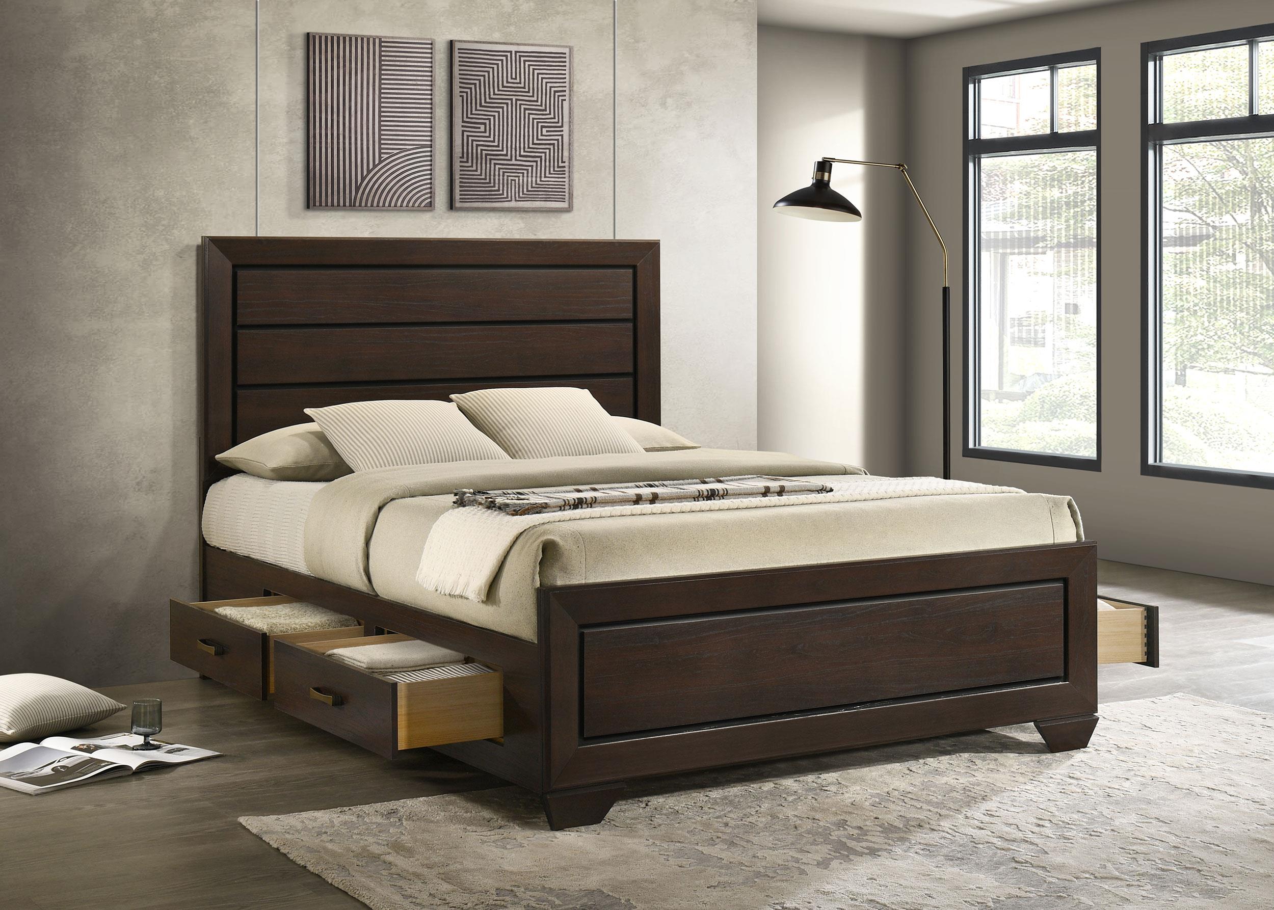 Coaster Kauffman Transitional Dark Cocoa Queen Storage Bed Model 204390Q