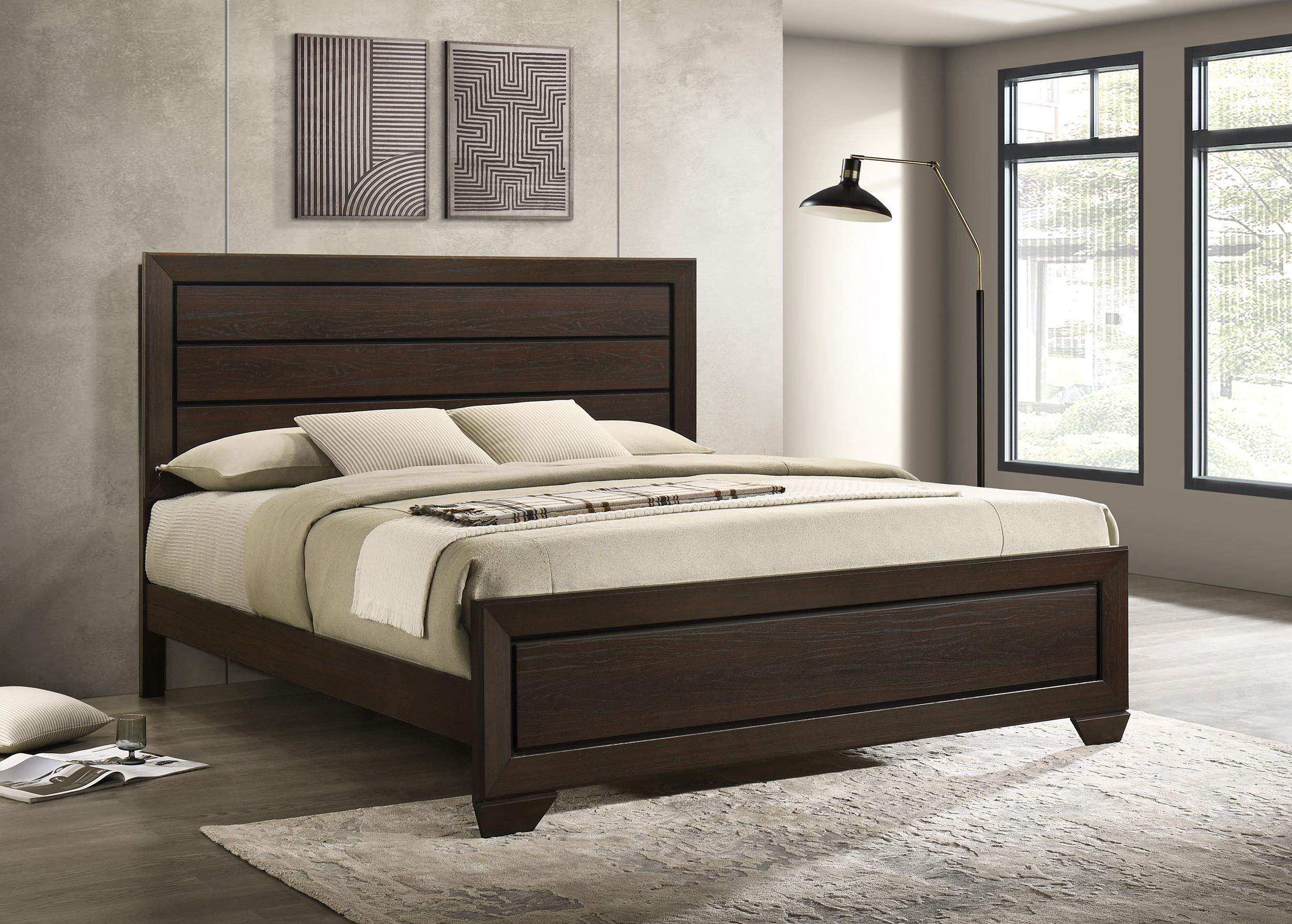 Coaster Kauffman Transitional Dark Cocoa Eastern King Bed Model 204391Ke