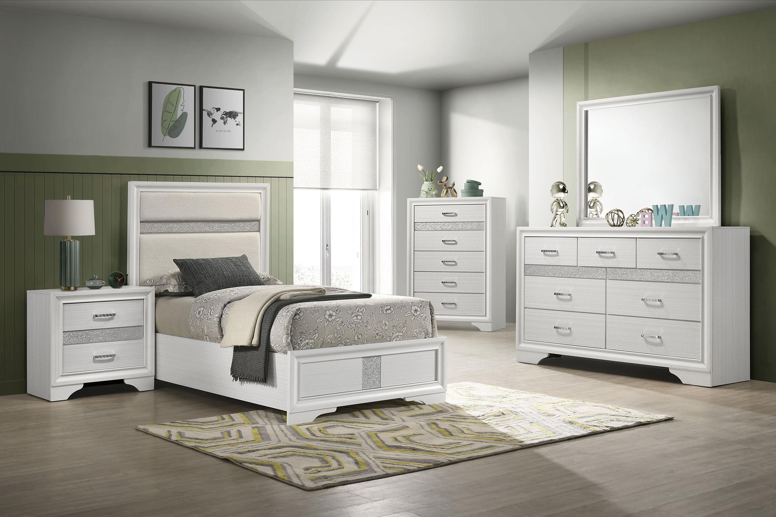 Coaster Miranda Contemporary White Twin Bed Model 205110T-S5