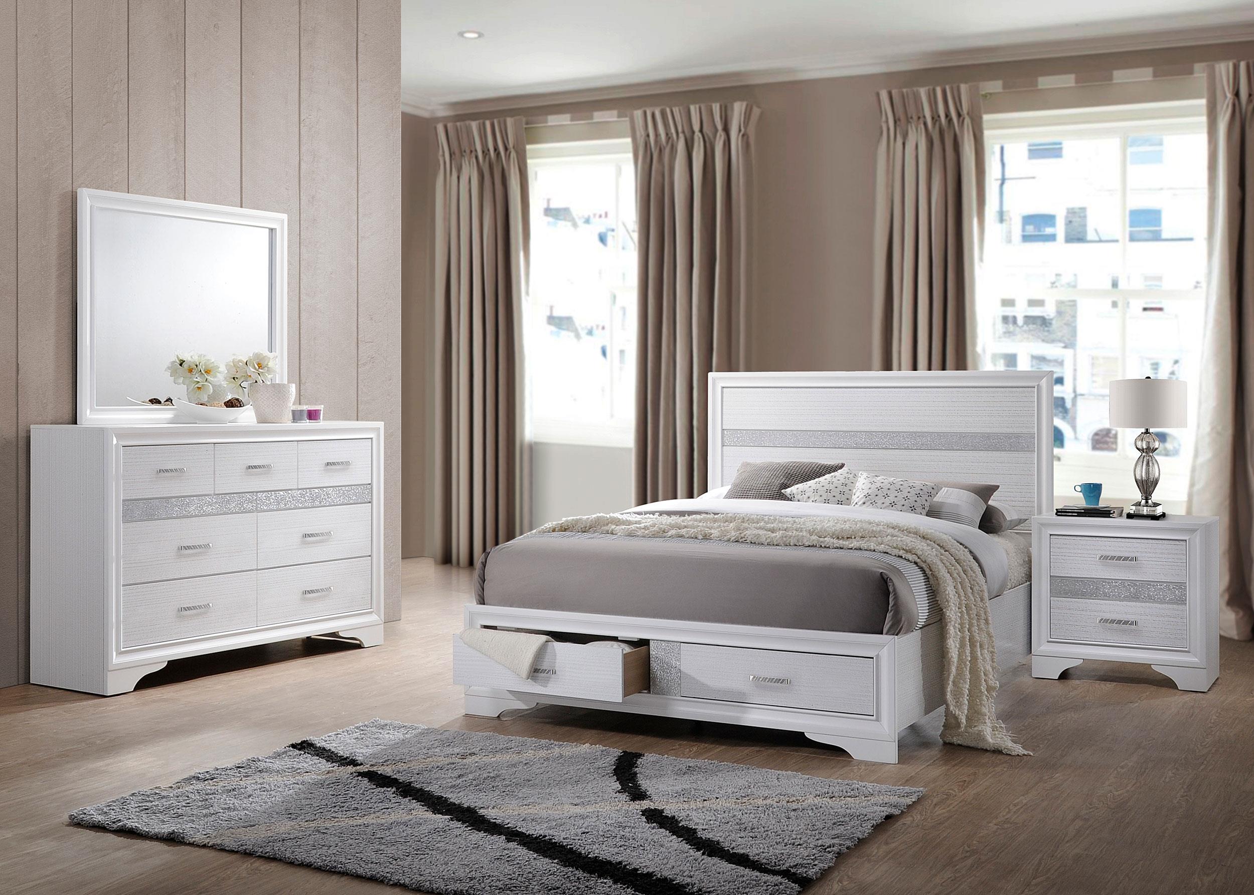 Coaster Miranda Contemporary White Eastern King Storage Bed Model 205111Ke-S4