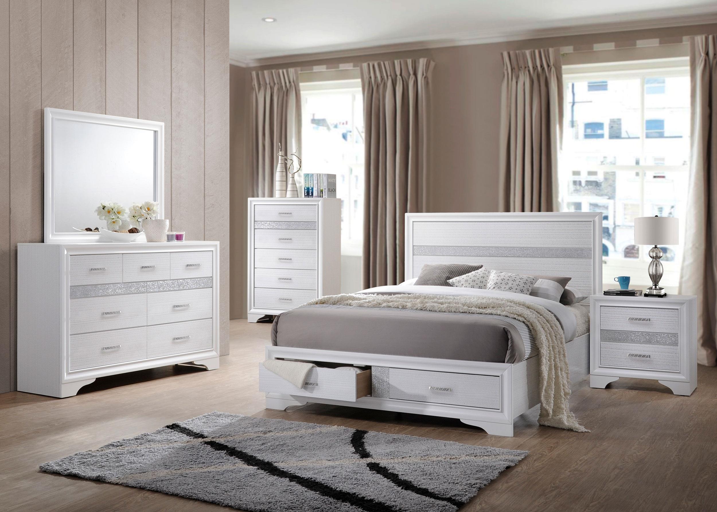 Coaster Miranda Contemporary White Eastern King Storage Bed Model 205111Ke-S5