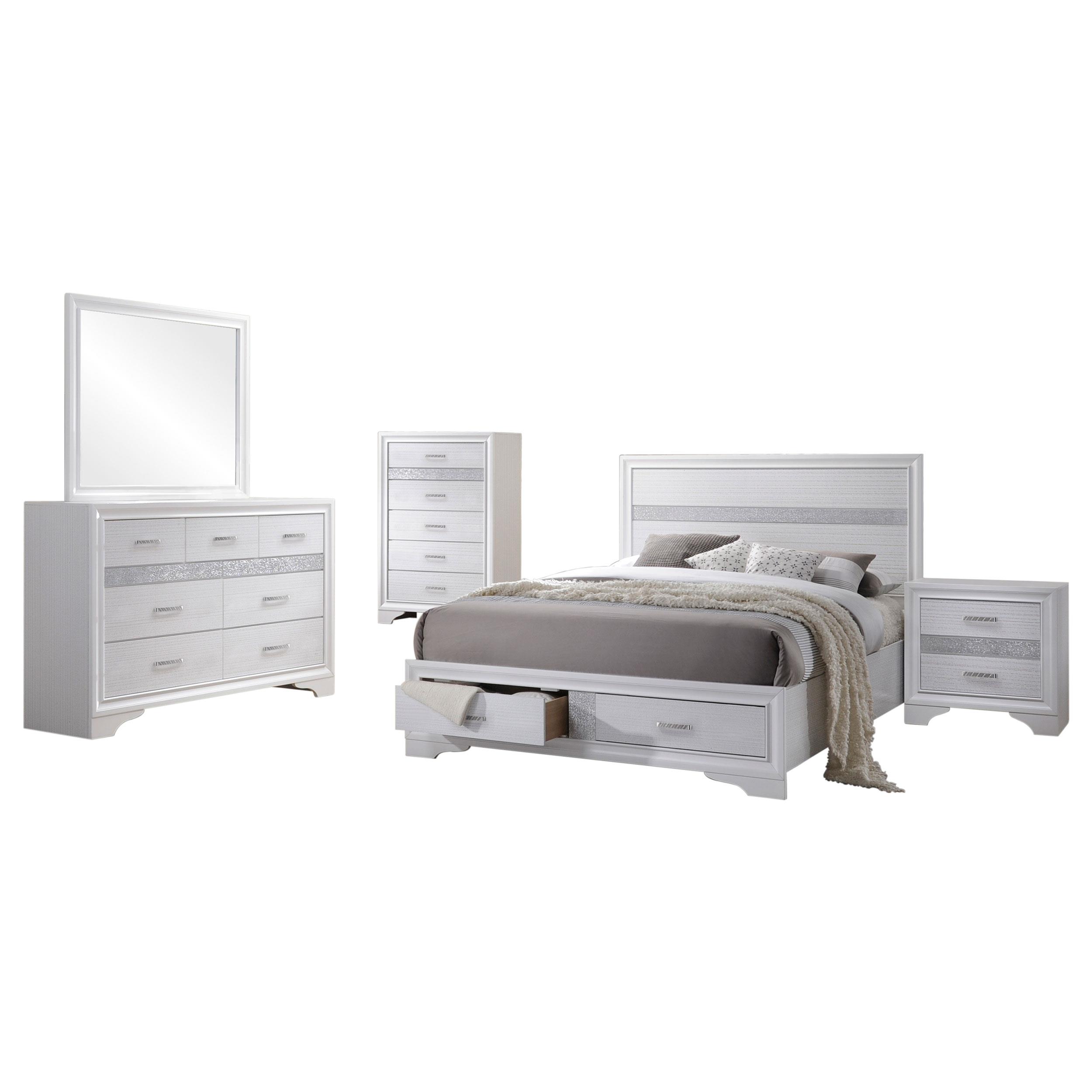 Coaster Miranda Contemporary White Eastern King Storage Bed Model 205111Ke-S5