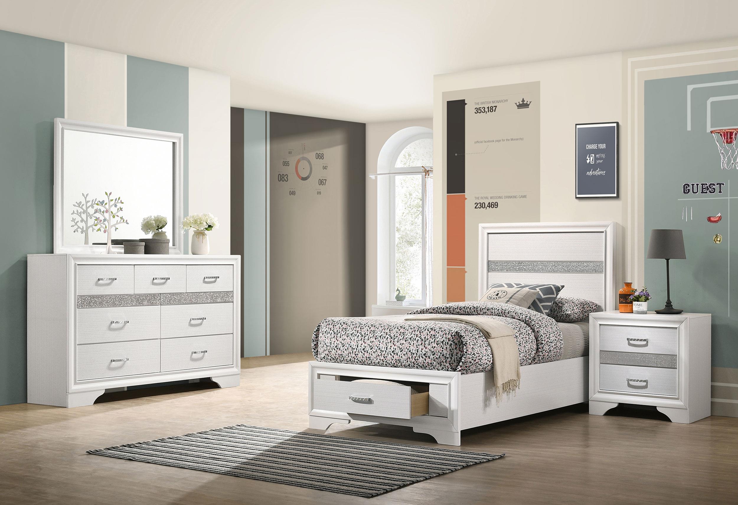 Coaster Miranda Contemporary White Twin Storage Bed Model 205111T-S4