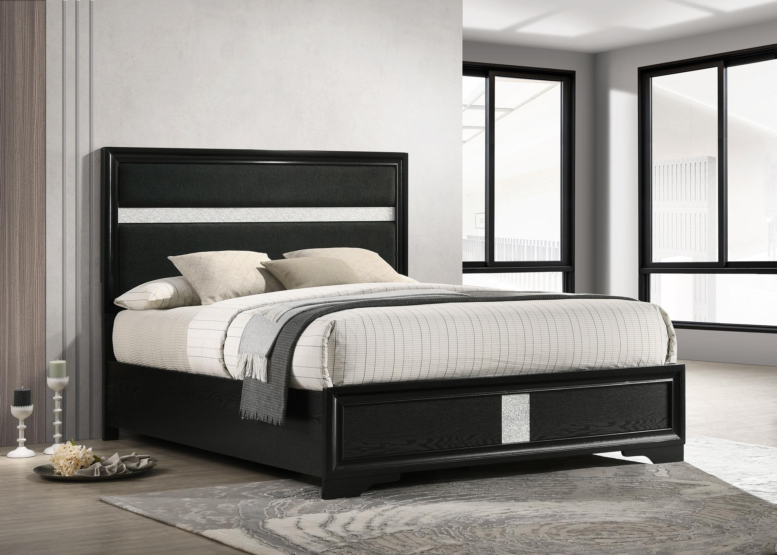 Coaster Miranda Contemporary Black Eastern King Bed Model 206360Ke