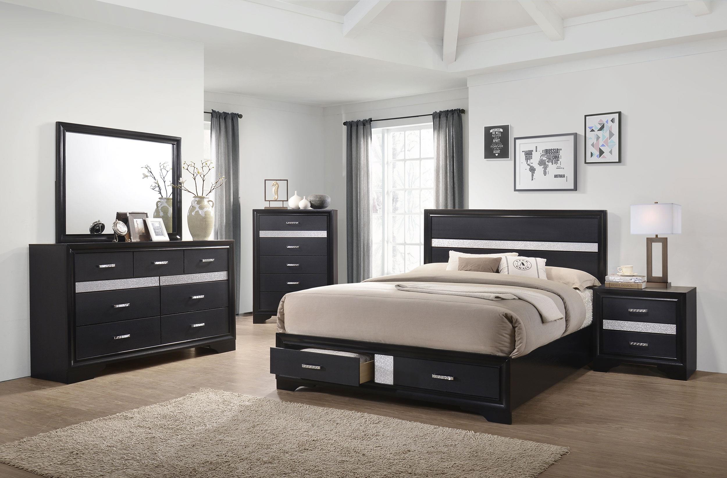 Coaster Miranda Contemporary Black California King Storage Bed Model 206361Kw-S5