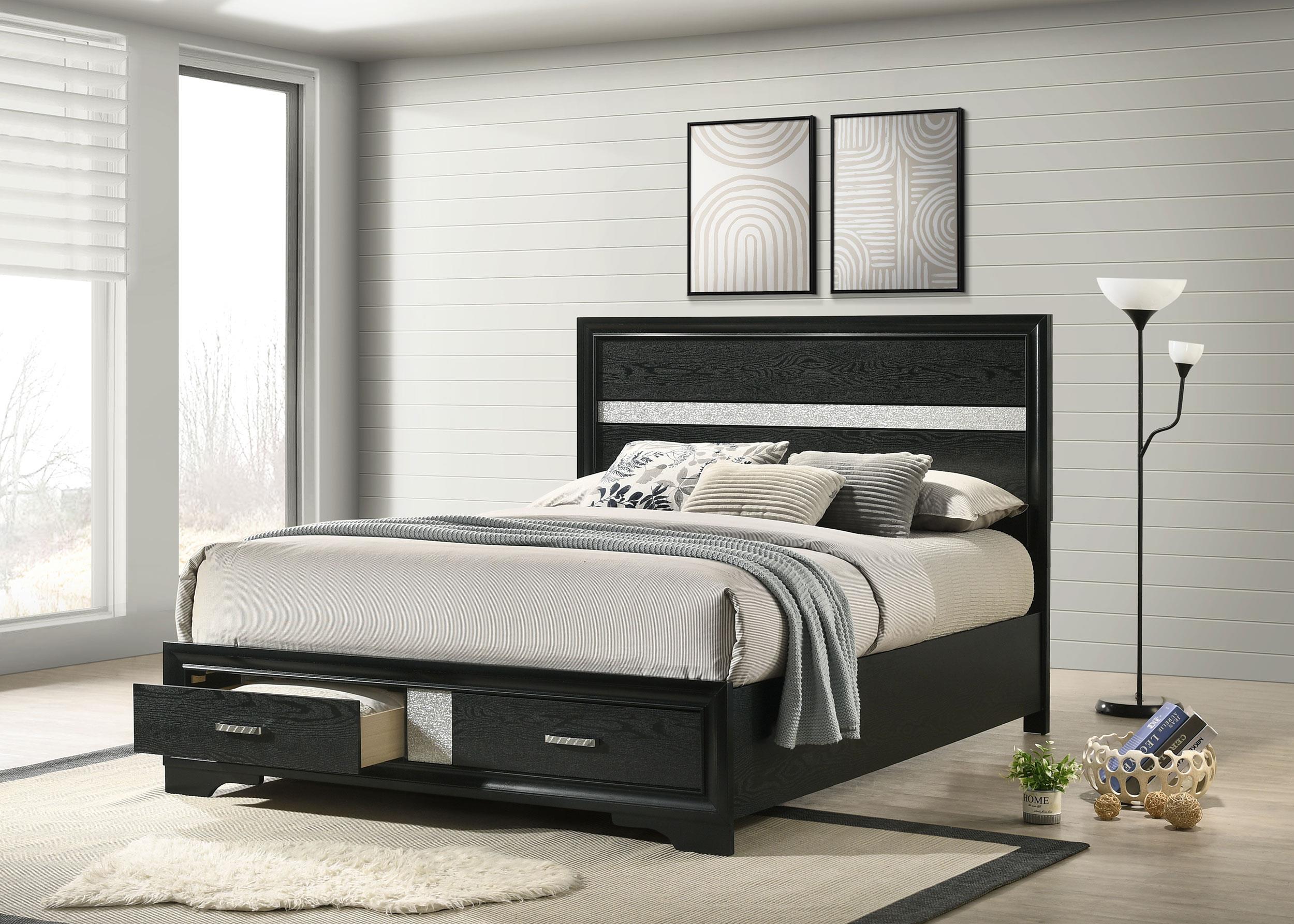 Coaster Miranda Contemporary Black Queen Storage Bed Model 206361Q