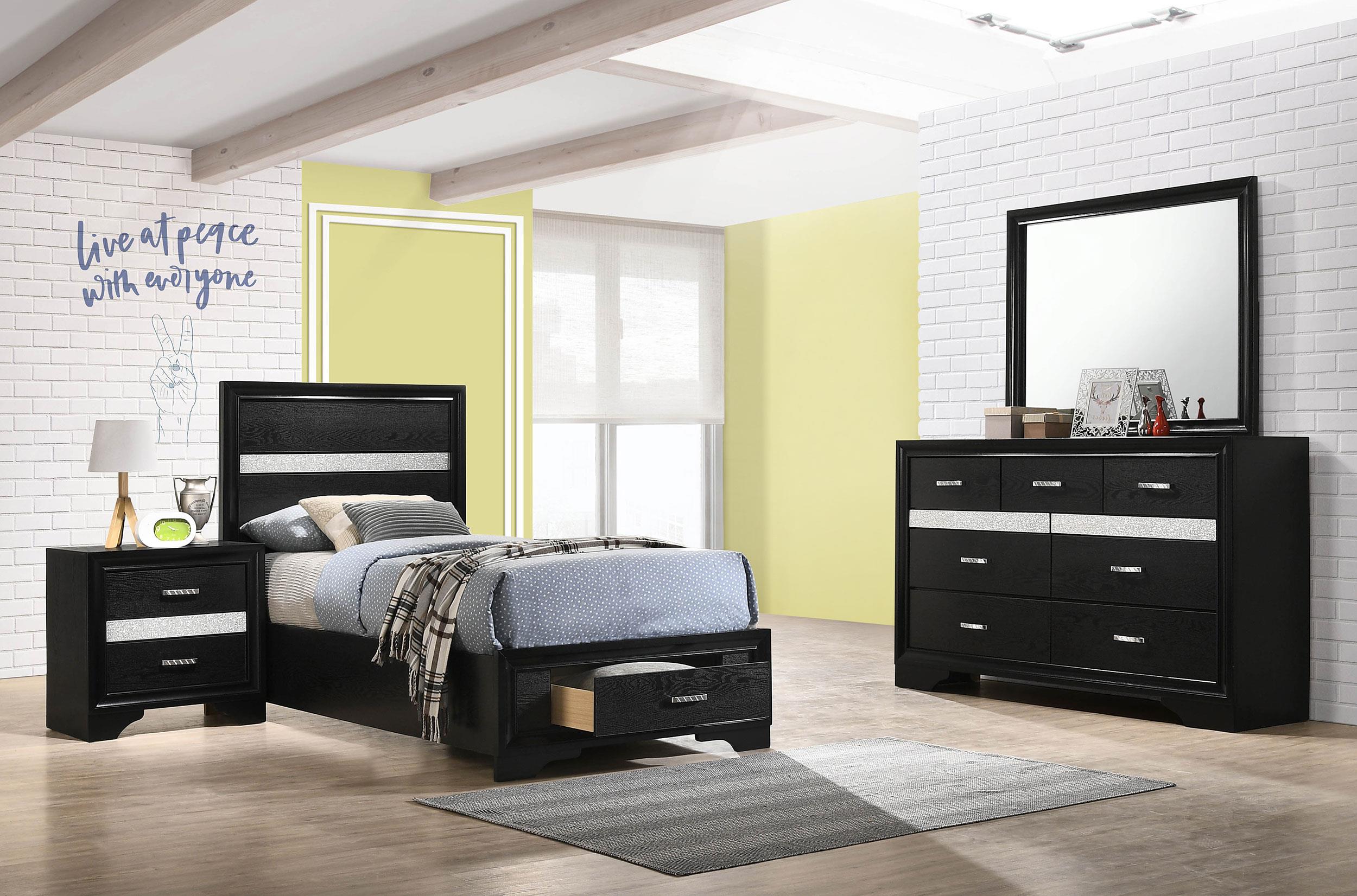 Coaster Miranda Contemporary Black Twin Storage Bed Model 206361T-S4