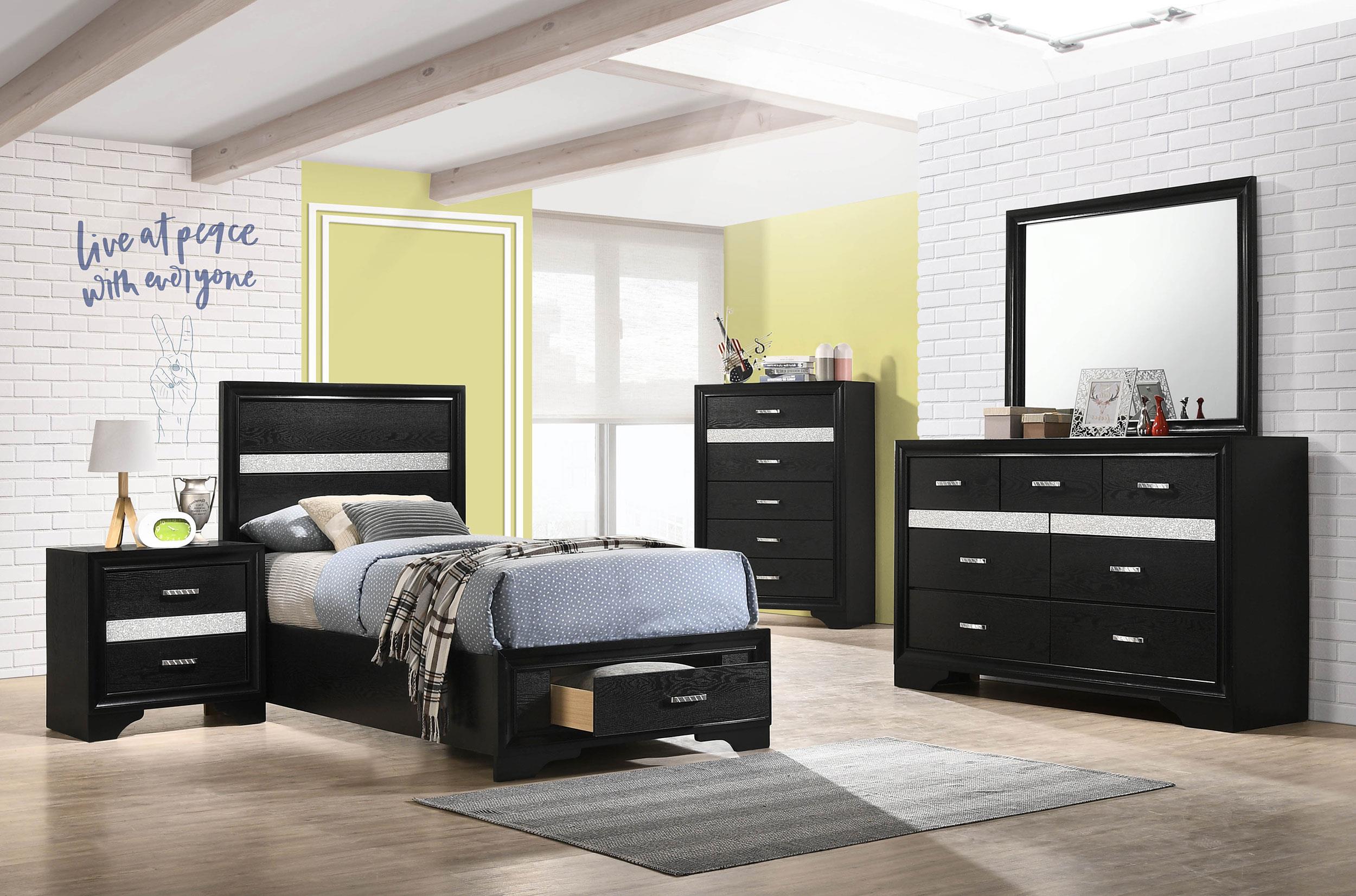 Coaster Miranda Contemporary Black Twin Storage Bed Model 206361T-S5