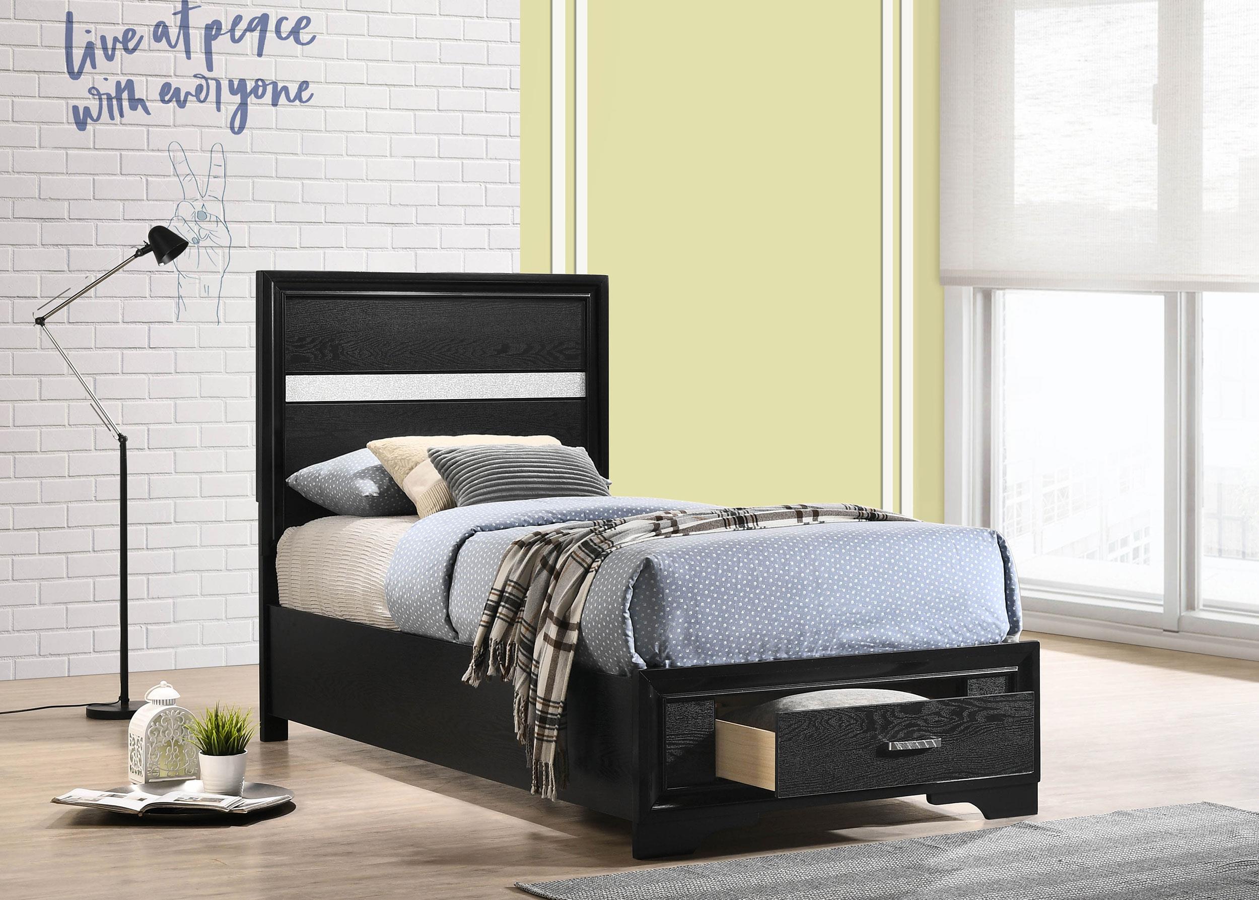 Coaster Miranda Contemporary Black Twin Storage Bed Model 206361T