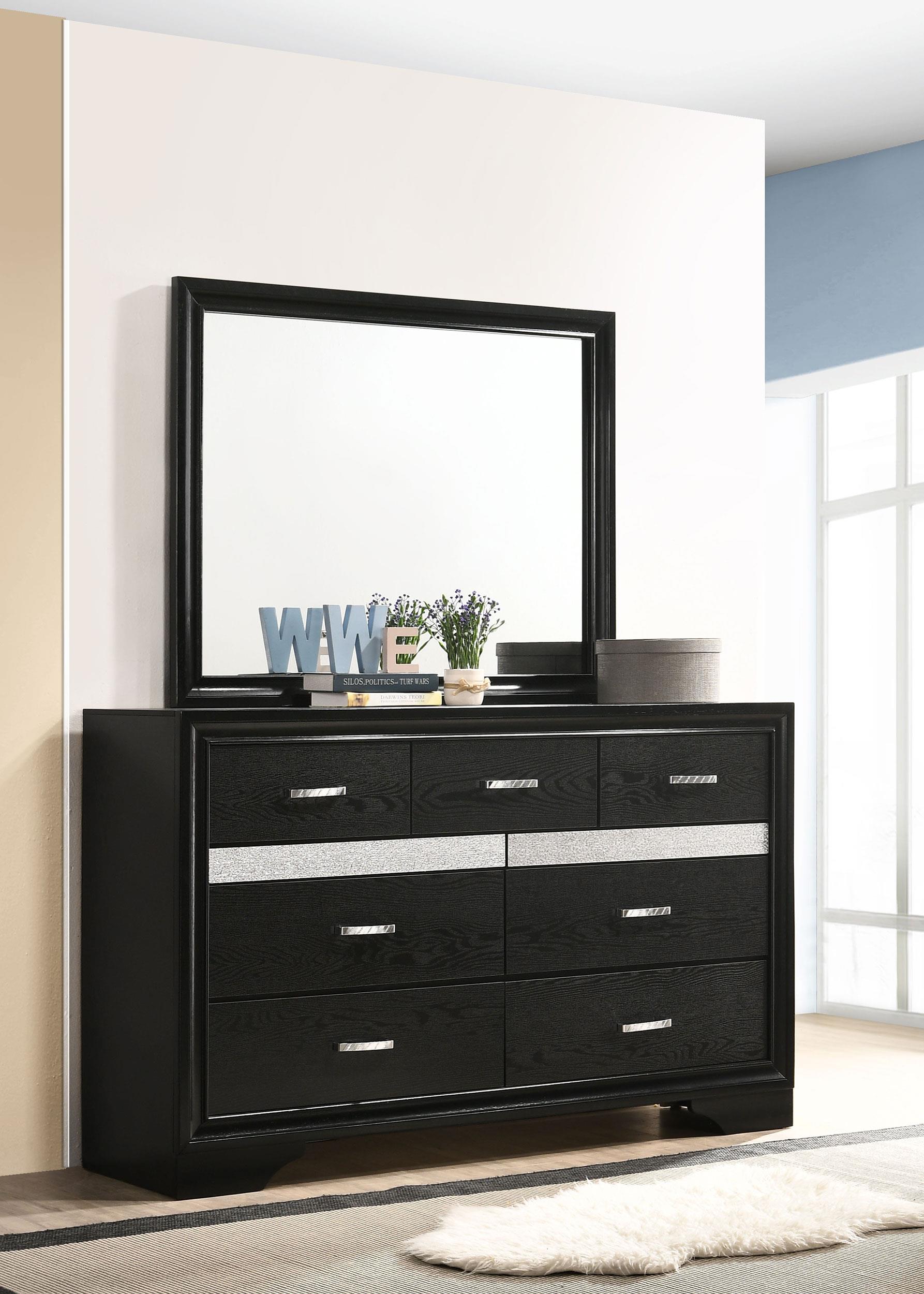 Coaster Miranda Contemporary Black Dresser With Mirror Model 206363M