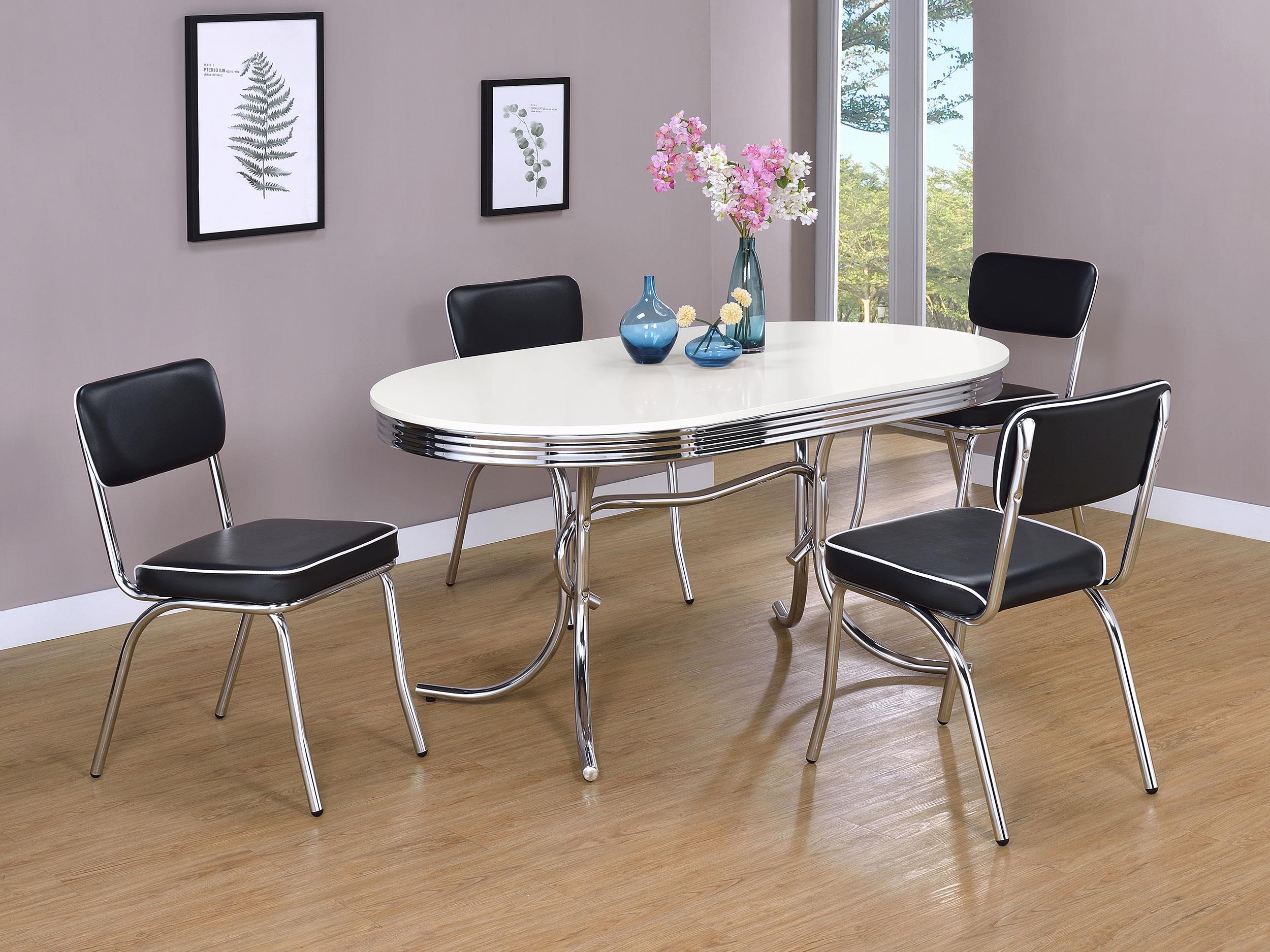 Coaster Retro Contemporary White Dining Table Model 2065-S5