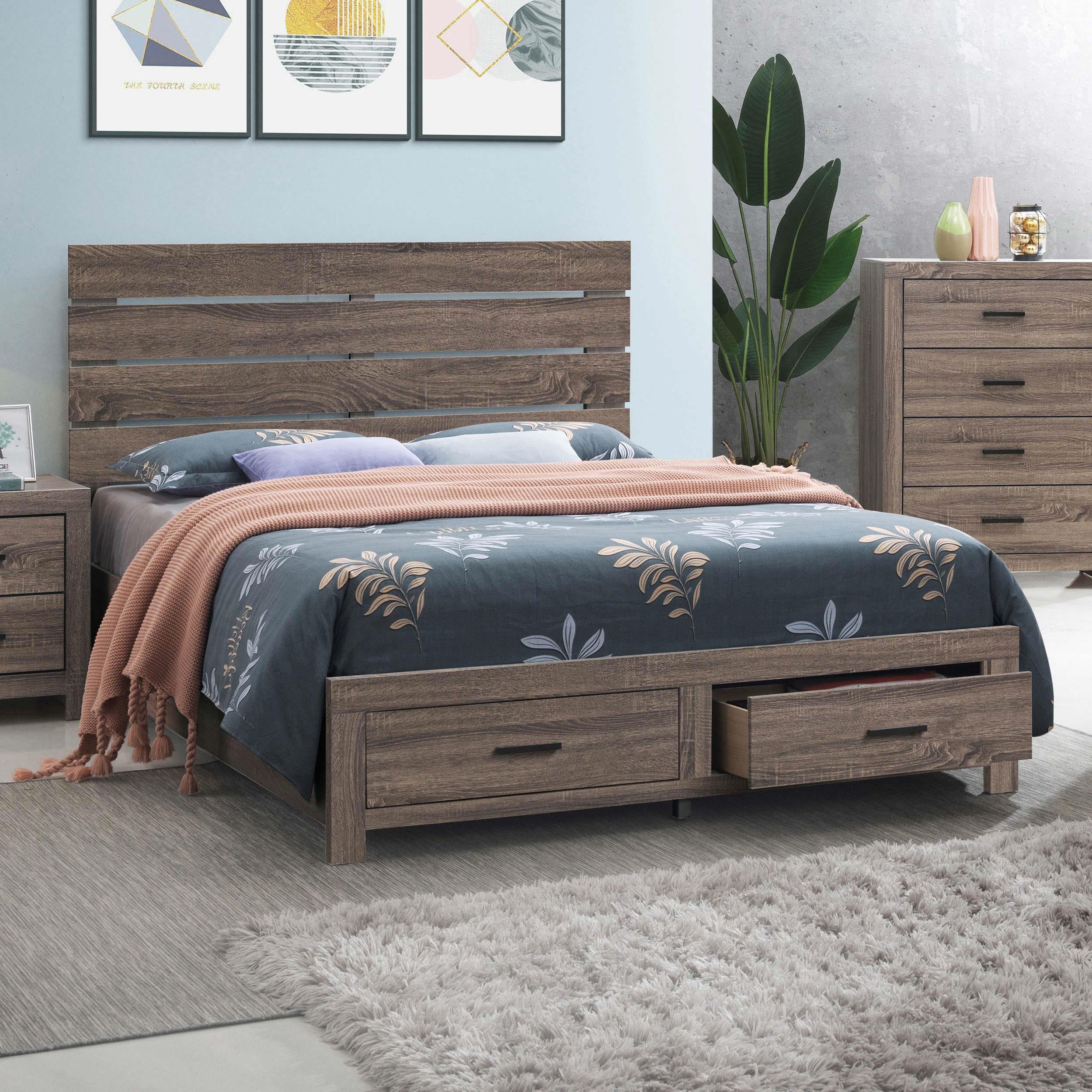 Coaster Brantford Farmhouse Barrel Oak Queen Storage Bed Model 207040Q