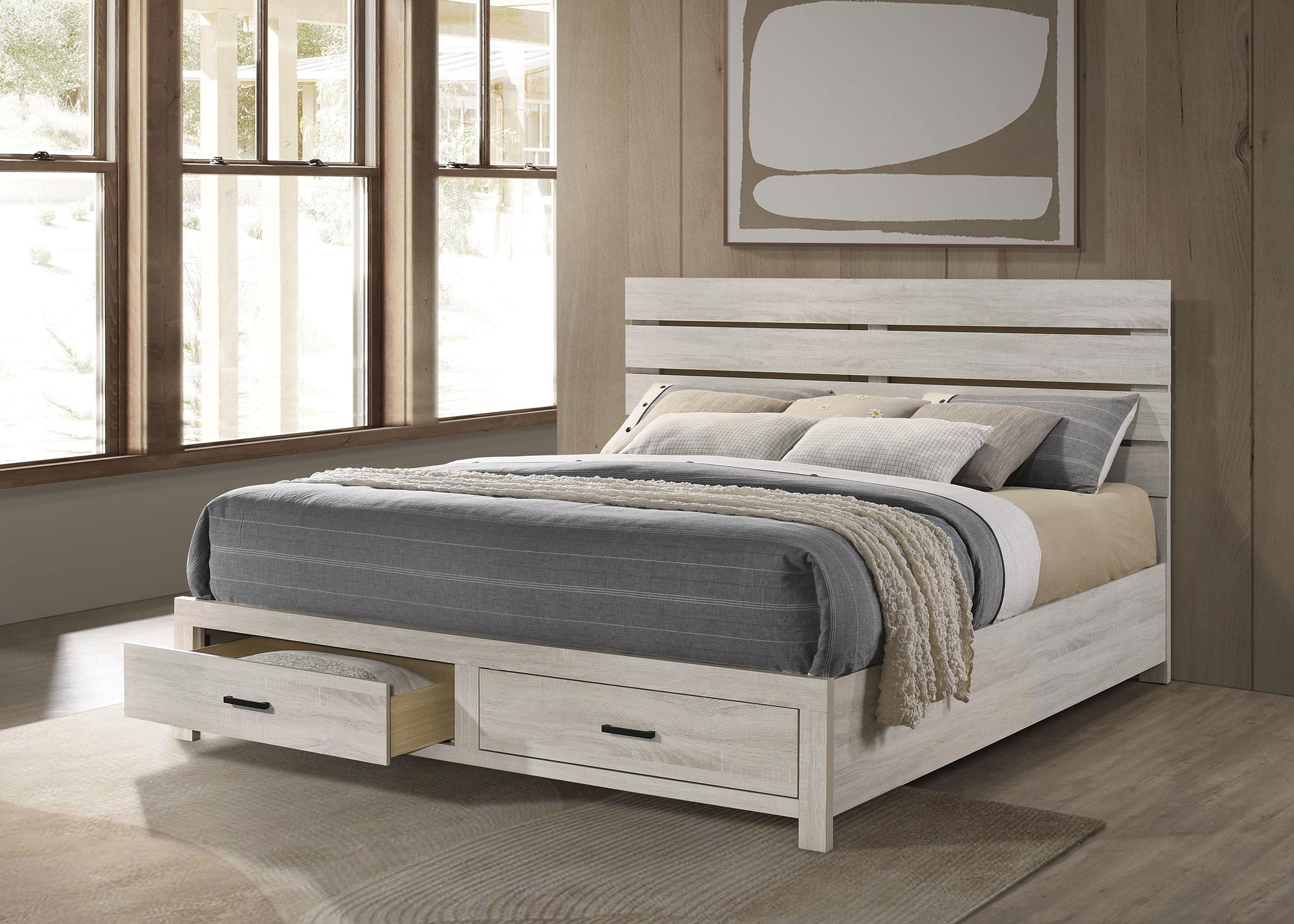 Coaster Brantford Farmhouse Coastal White Eastern King Storage Bed Model 207050Ke