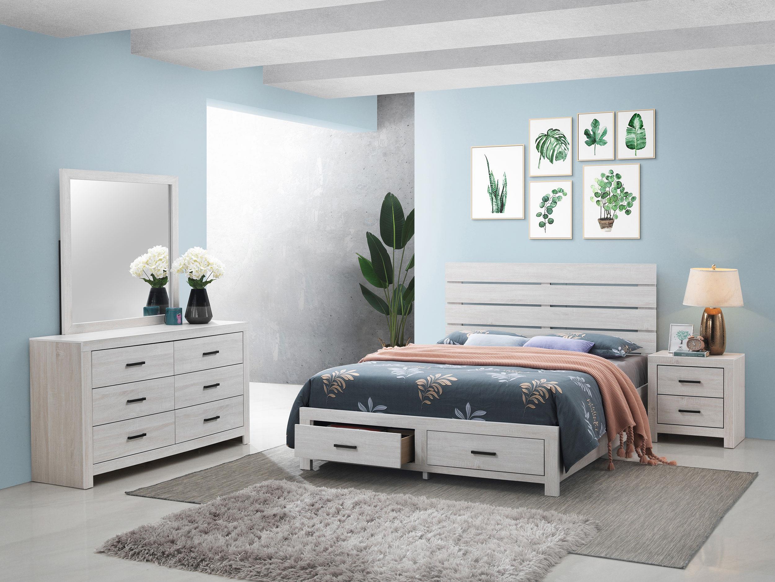 Coaster Brantford Farmhouse Coastal White Queen Storage Bed Model 207050Q-S4