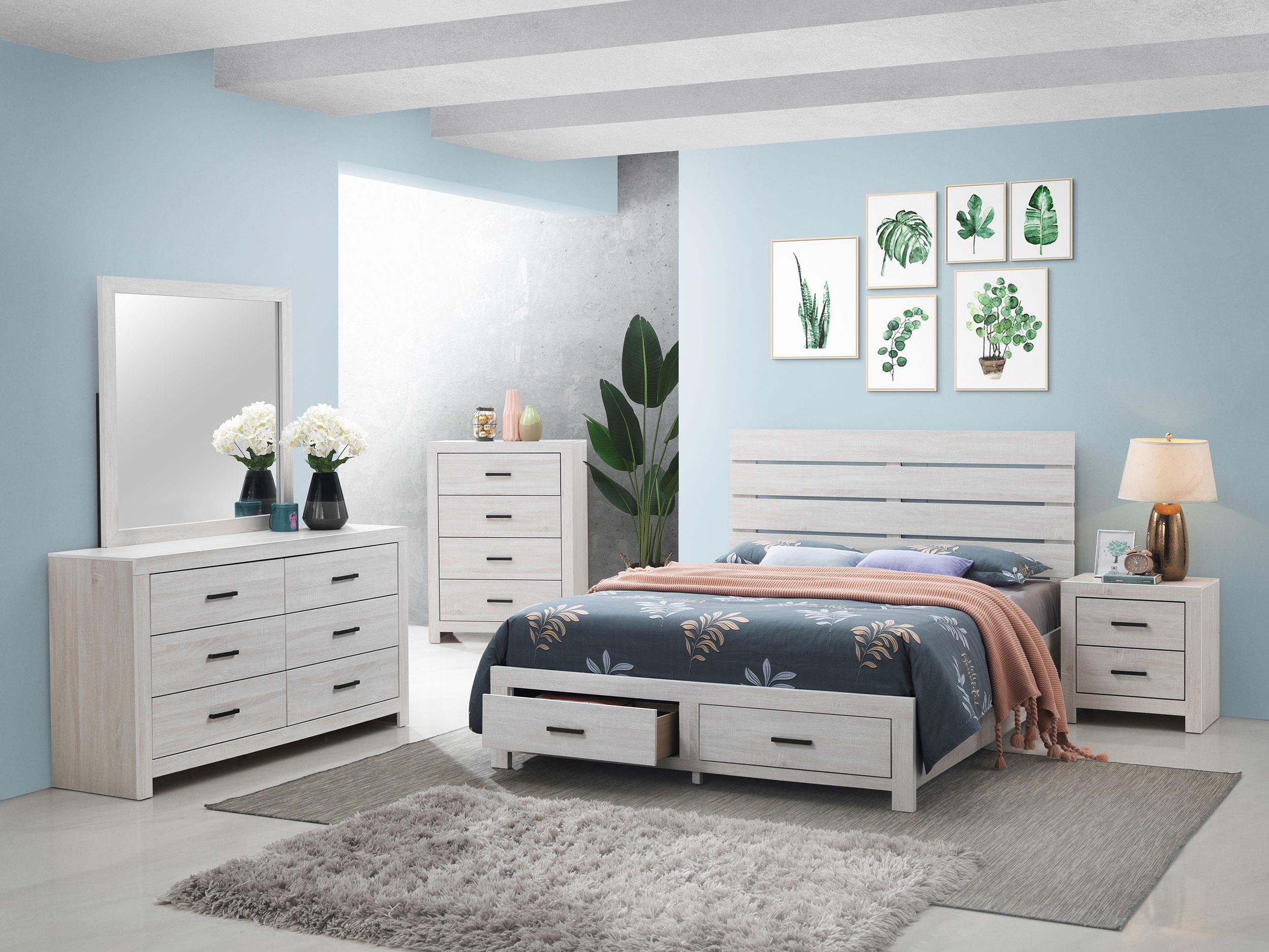 Coaster Brantford Farmhouse Coastal White Queen Storage Bed Model 207050Q-S5