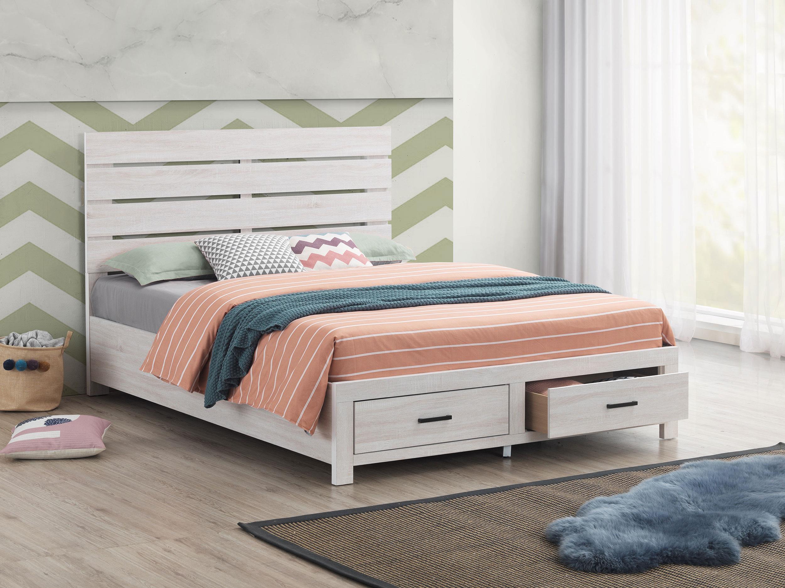 Coaster Brantford Farmhouse Coastal White Queen Storage Bed Model 207050Q