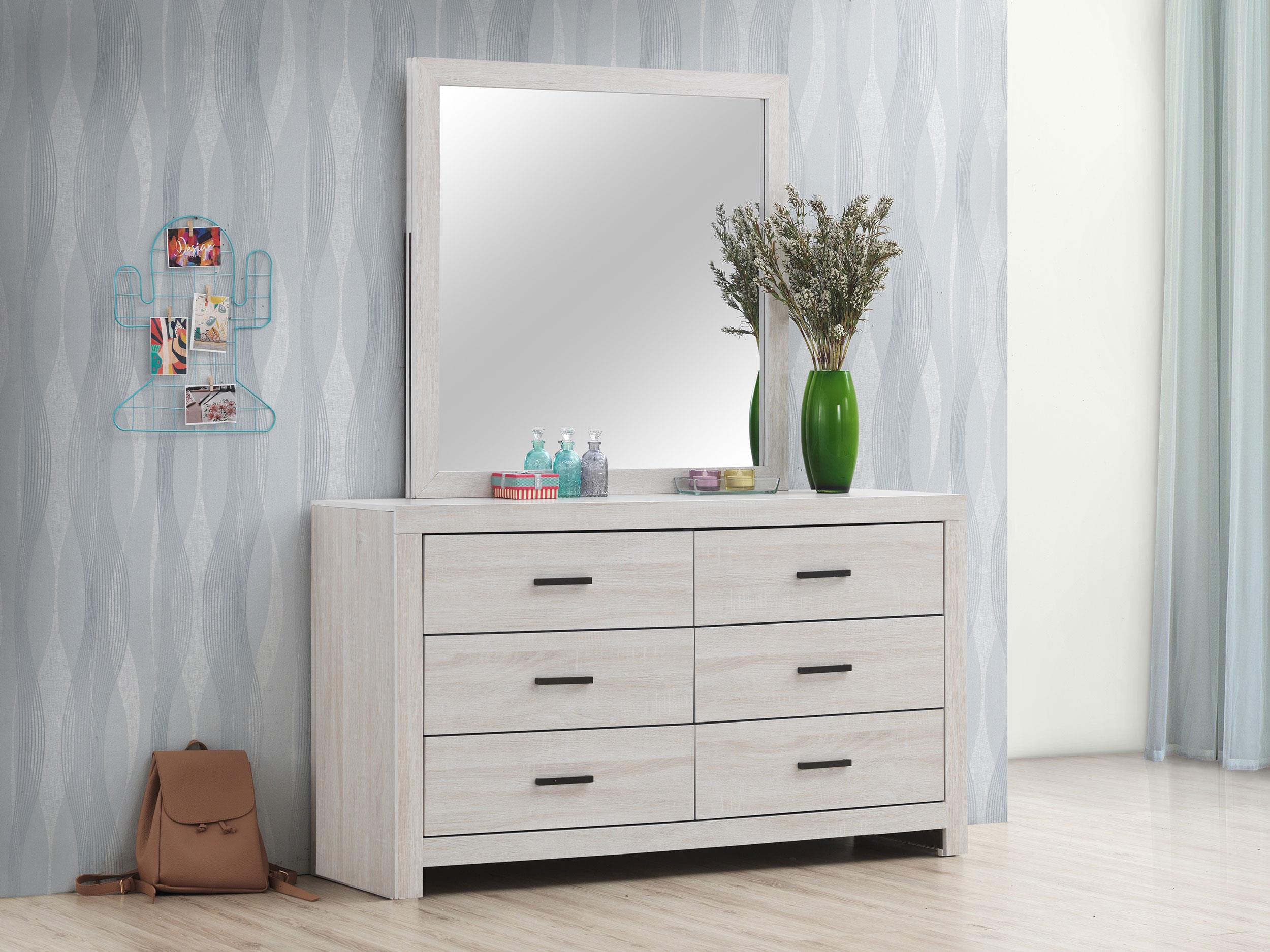 Coaster Brantford Farmhouse Coastal White Dresser With Mirror Model 207053M