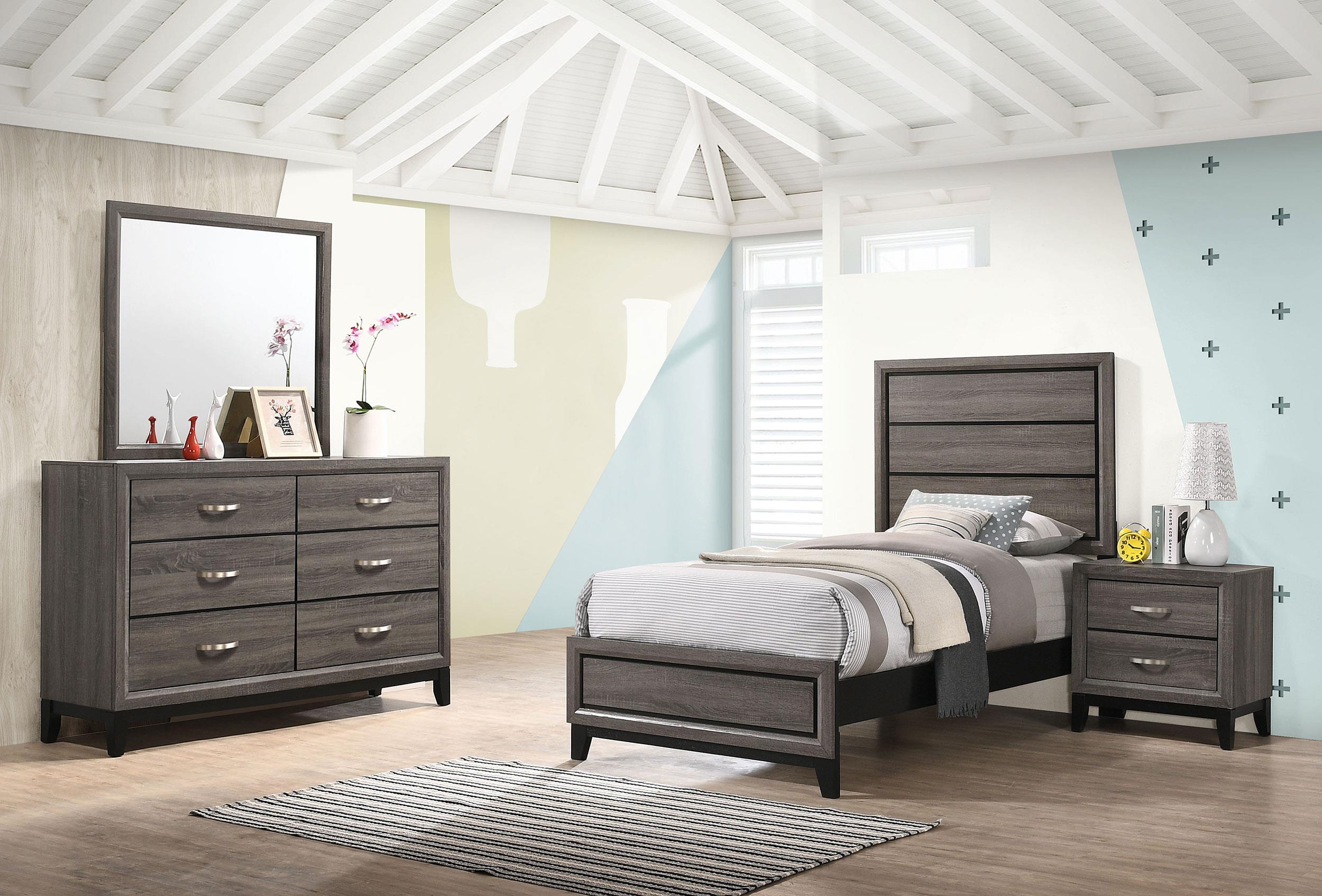 Coaster Watson Transitional Grey Oak Twin Bed Model 212421T-S4