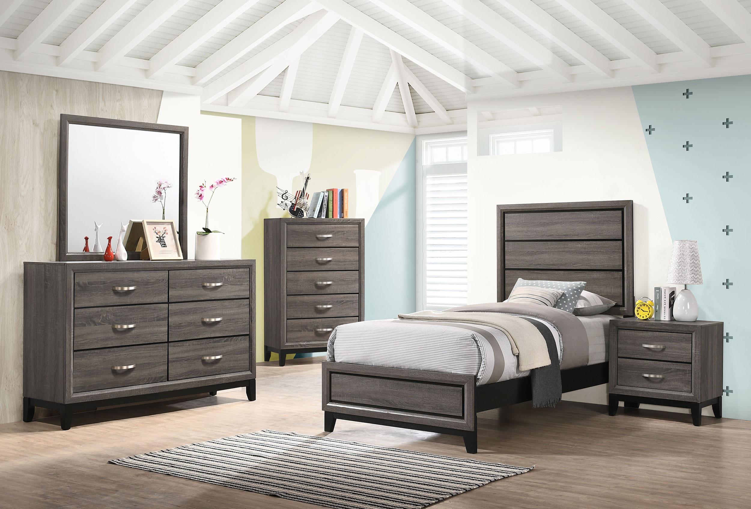 Coaster Watson Transitional Grey Oak Twin Bed Model 212421T-S5